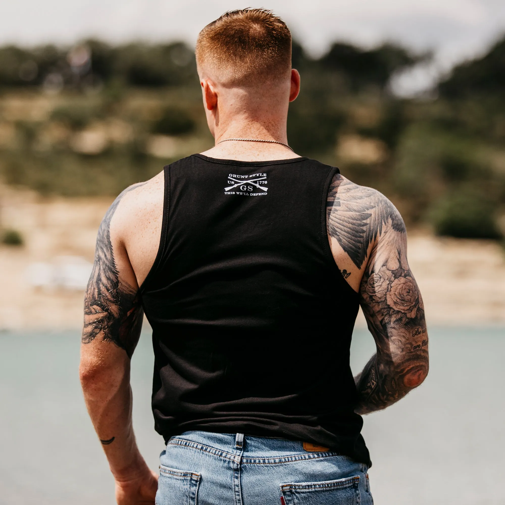 Men's Rifle Flag Tank - Black sold by Grunt Style product image thumbnail 5