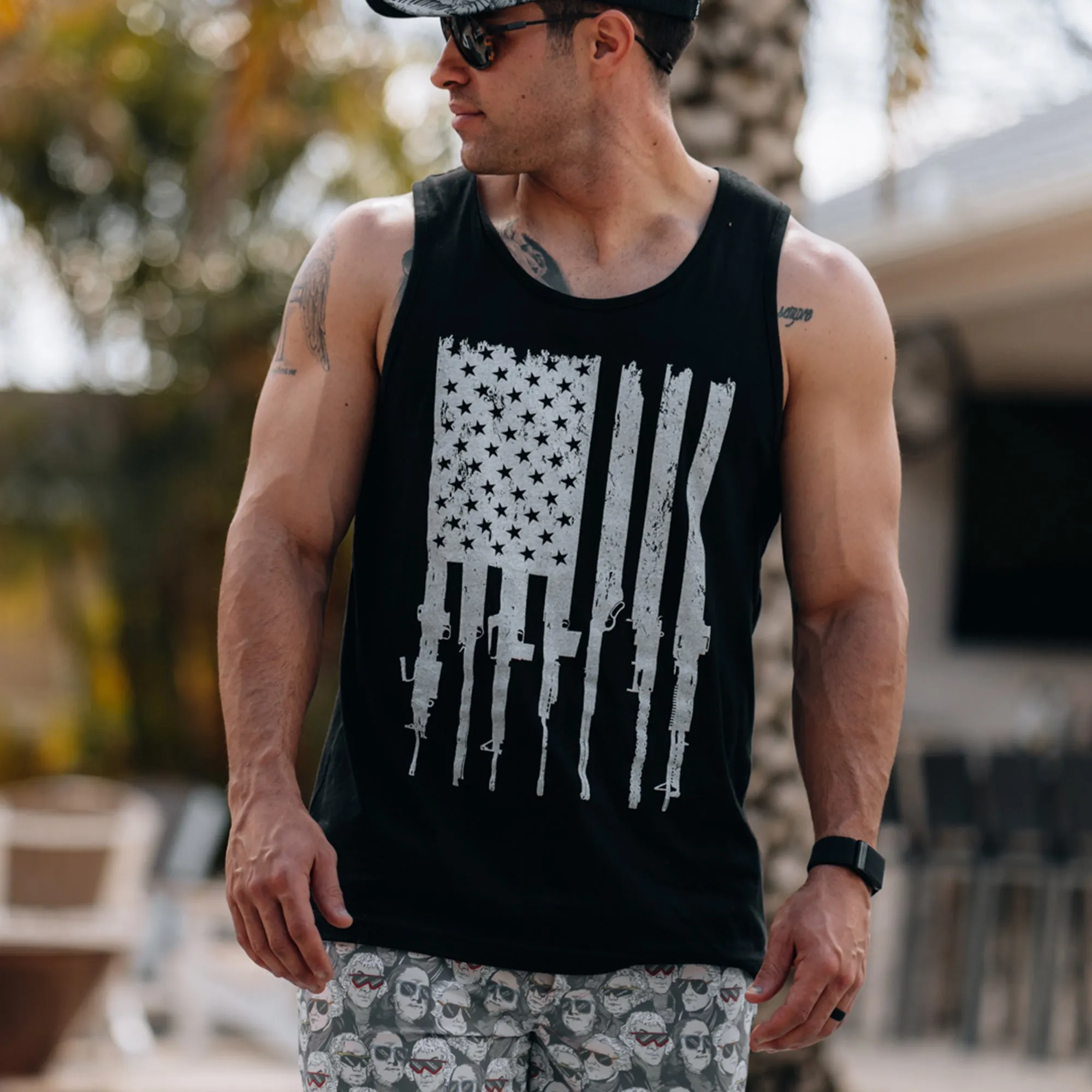 Men's Rifle Flag Tank - Black sold by Grunt Style