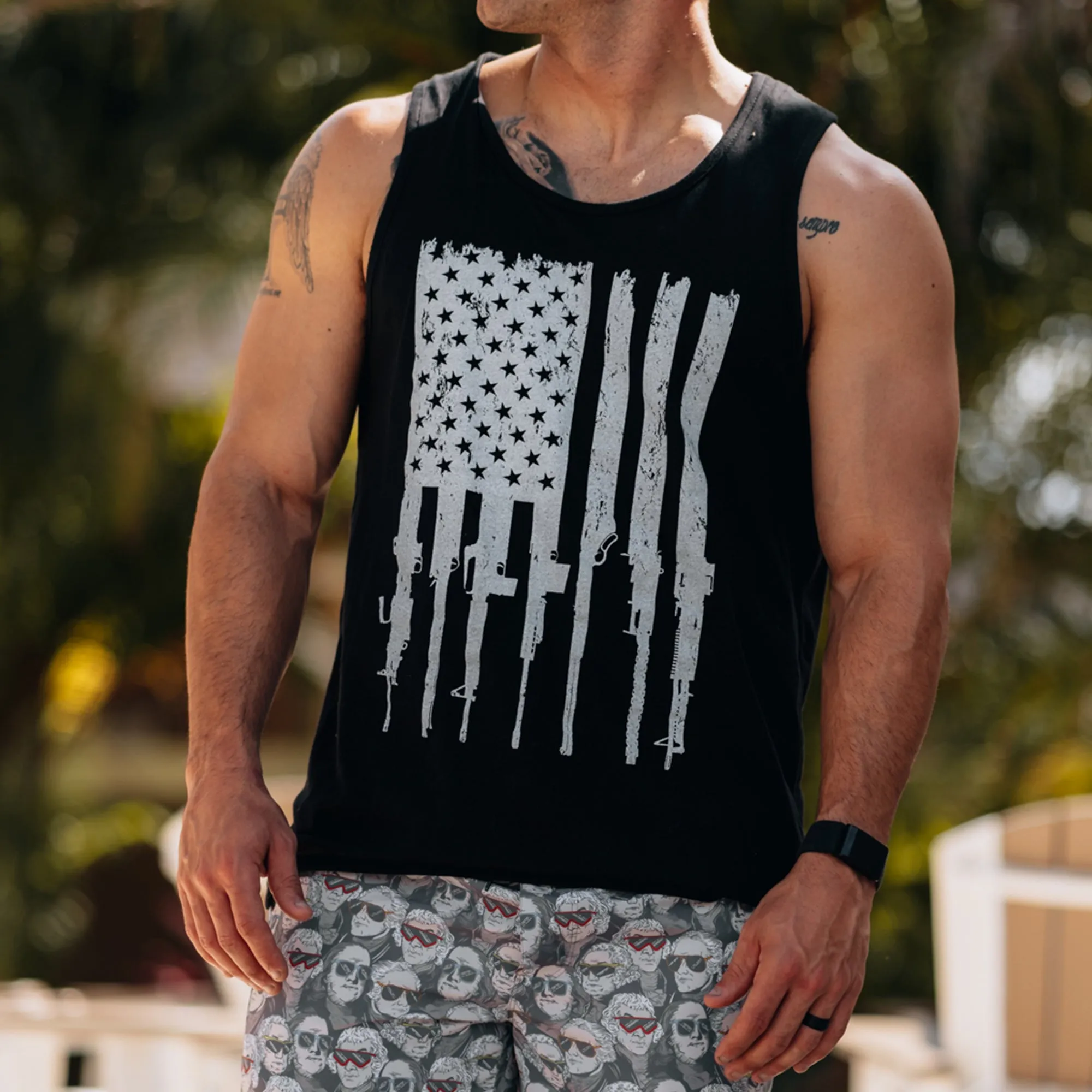 Men's Rifle Flag Tank - Black sold by Grunt Style product image thumbnail 3