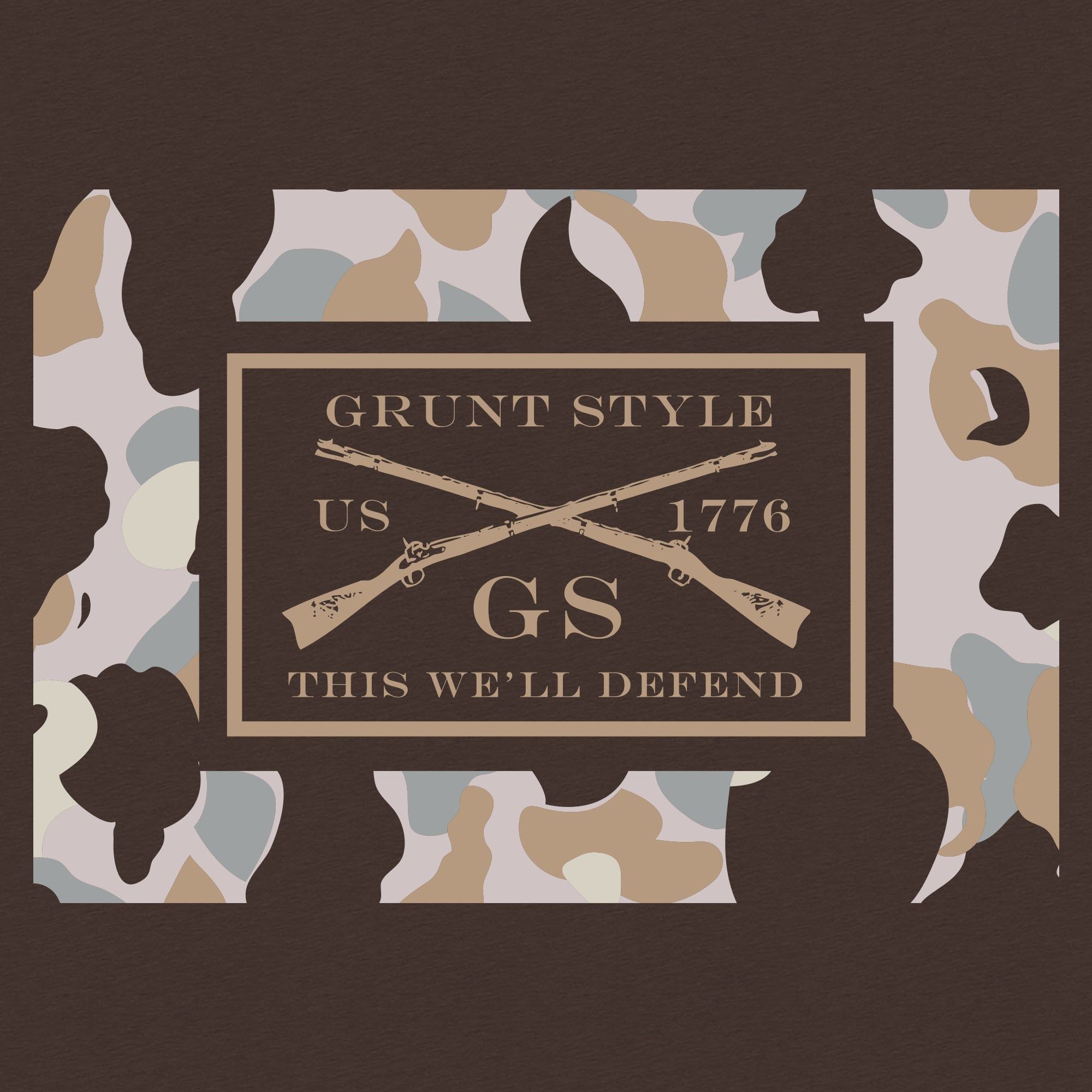Frog Skin Beach Camo Logo T-Shirt - Heather Brown sold by Grunt Style product image thumbnail 3