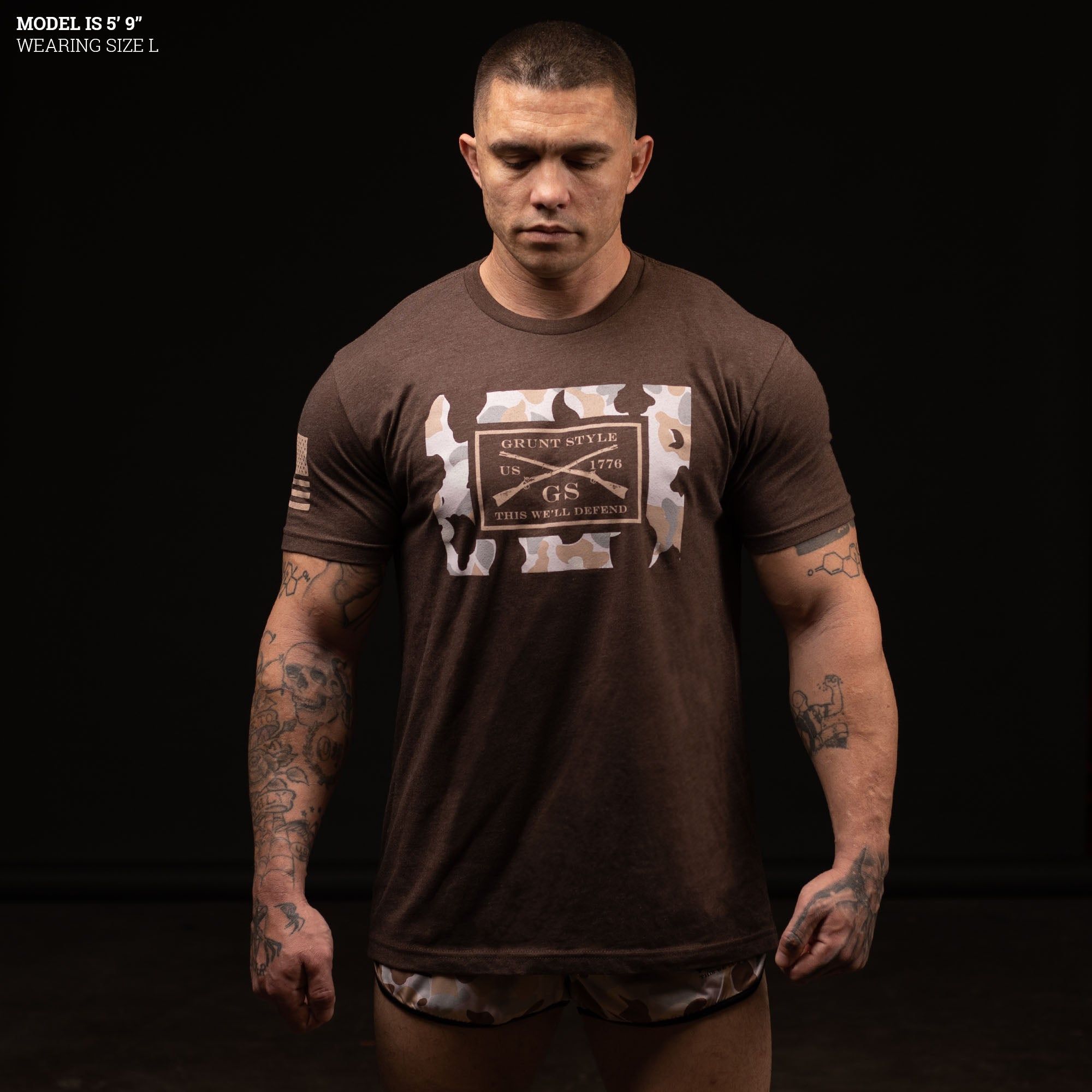 Frog Skin Beach Camo Logo T-Shirt - Heather Brown sold by Grunt Style product image thumbnail 4