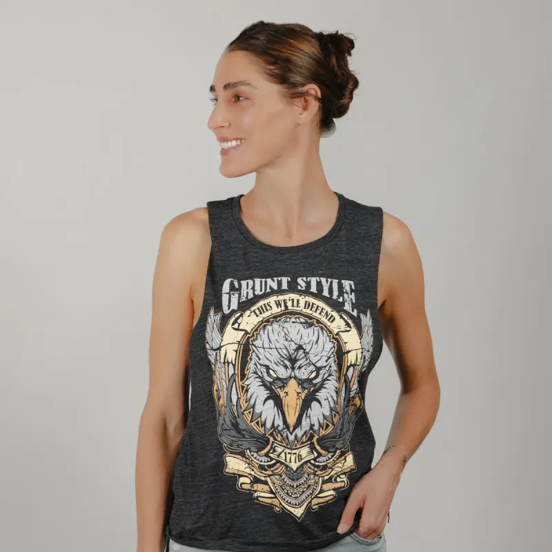 Women's Easy Rider Muscle Tank - Charcoal Black sold by Grunt Style
