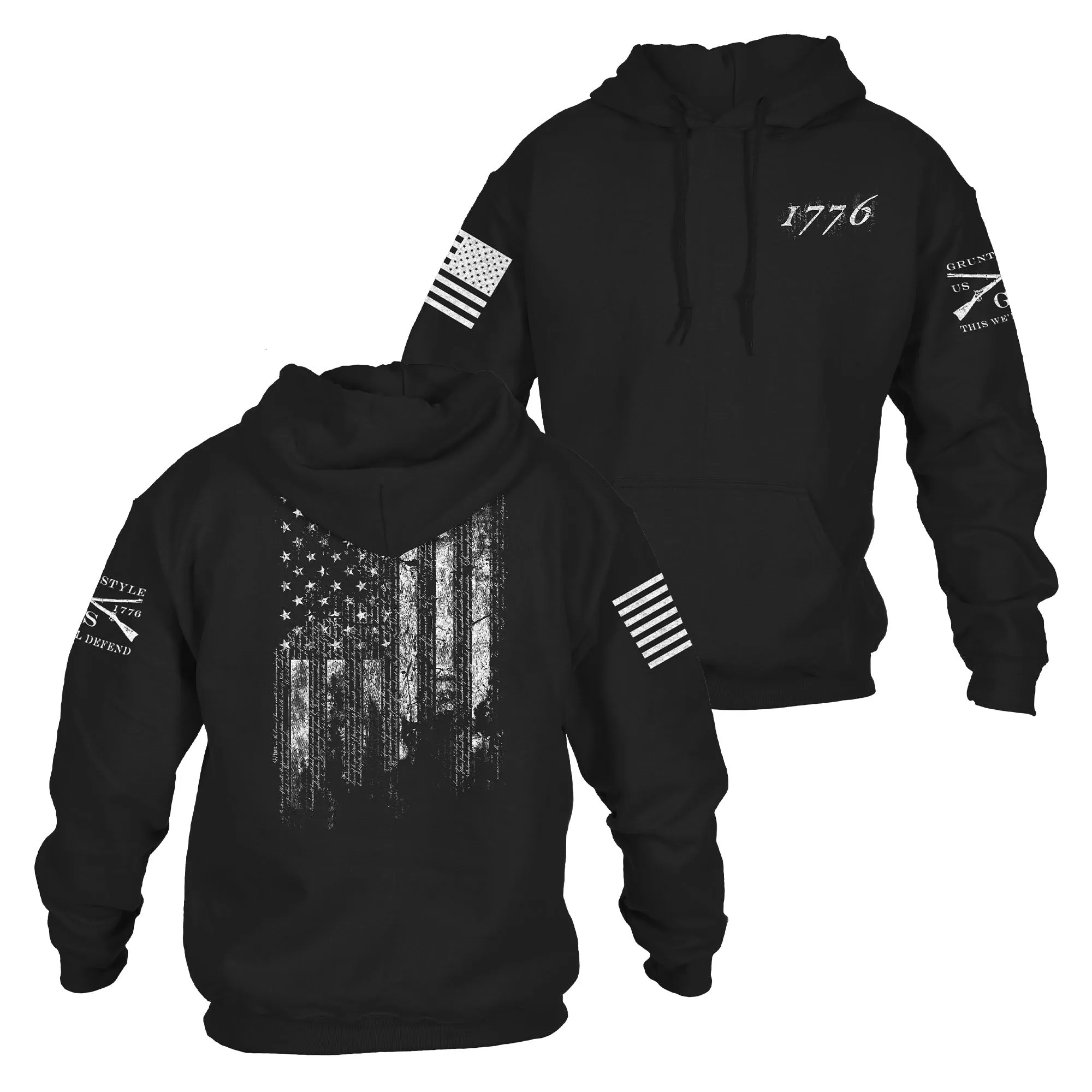 1776 Flag Hoodie - Black sold by Grunt Style