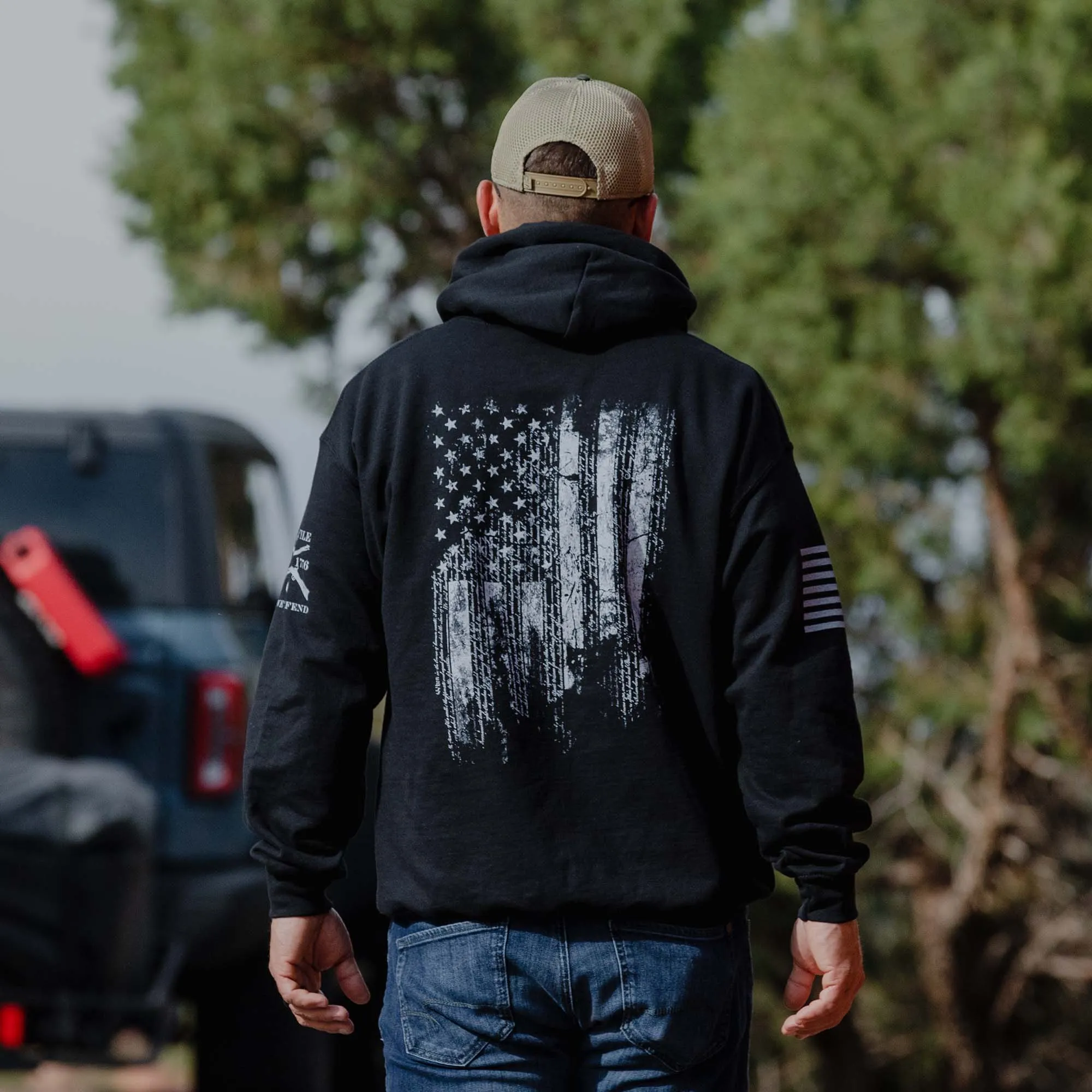 1776 Flag Hoodie - Black sold by Grunt Style product image thumbnail 2