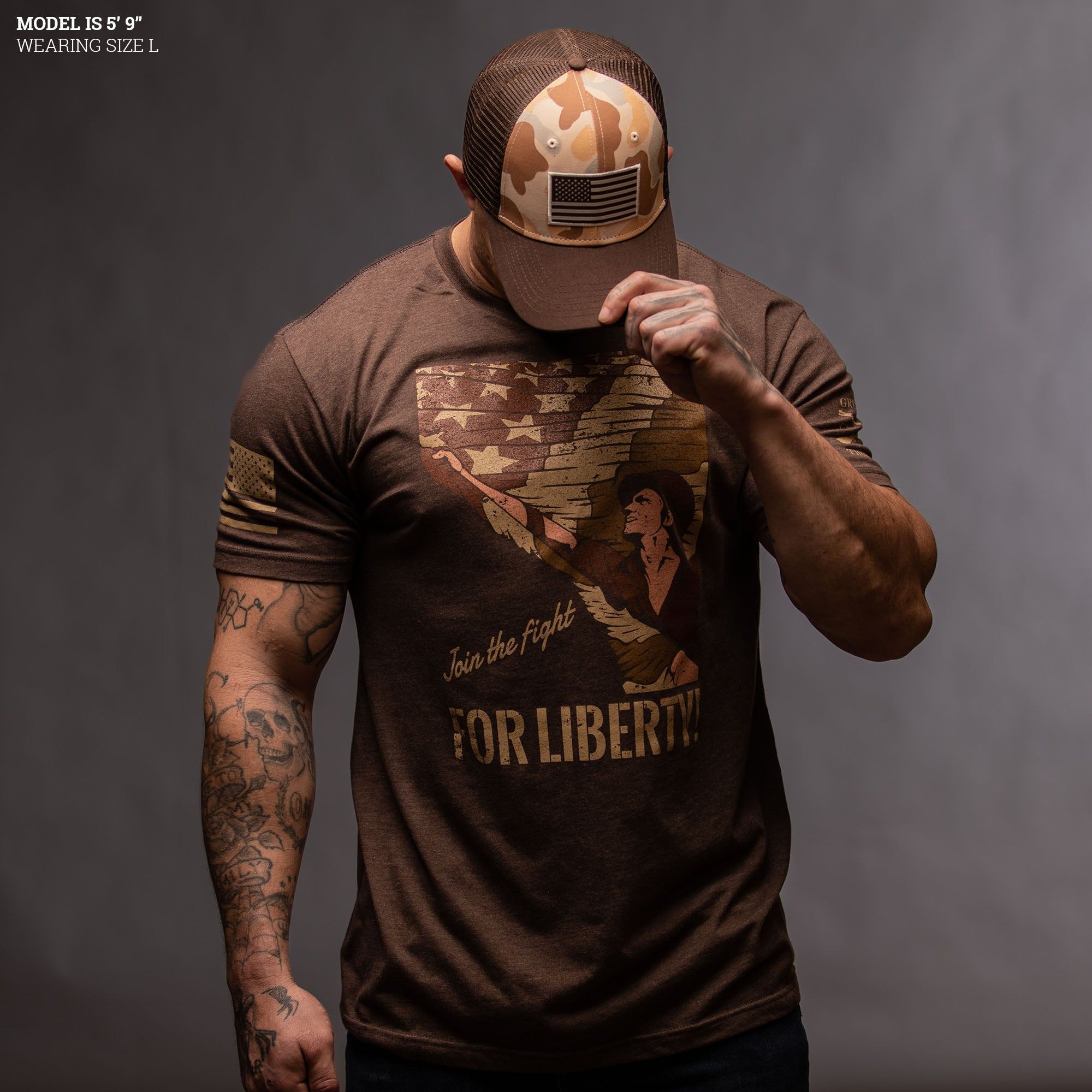 For Liberty T-Shirt - Heather Brown sold by Grunt Style product image thumbnail 3