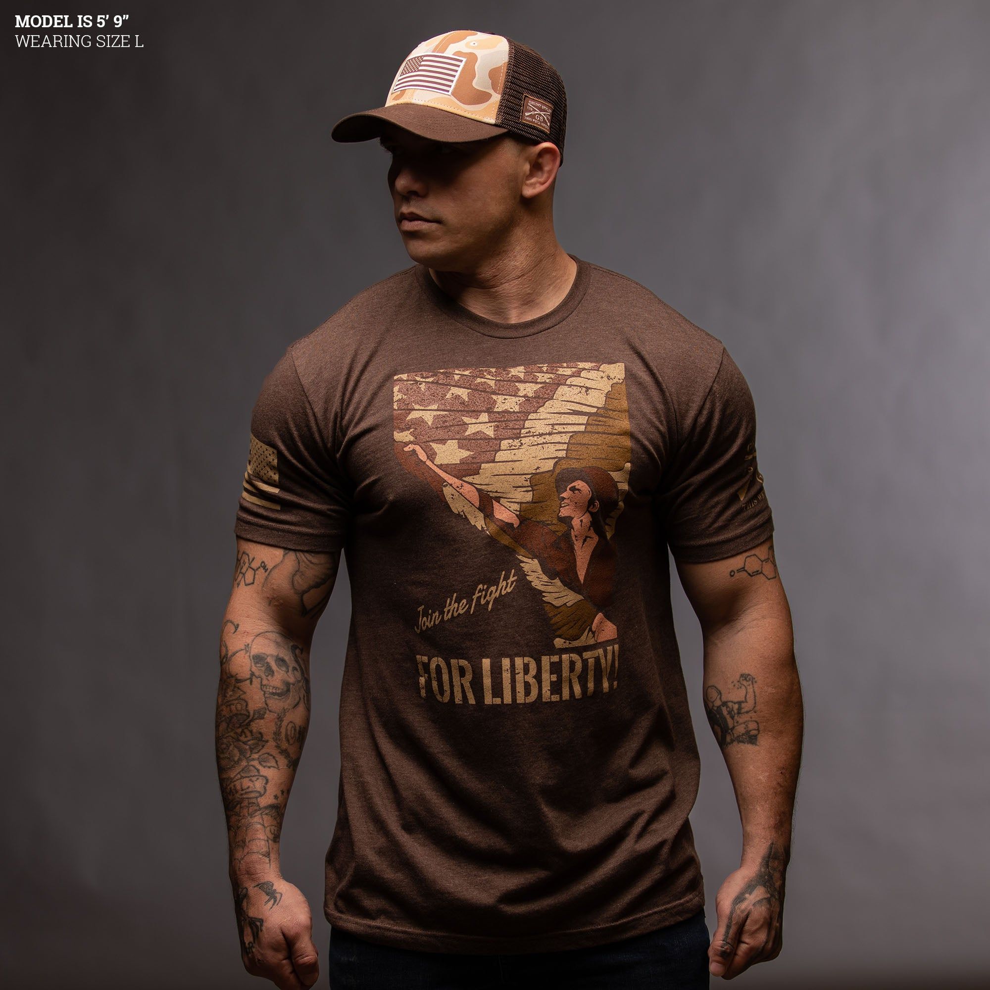 For Liberty T-Shirt - Heather Brown sold by Grunt Style product image thumbnail 2