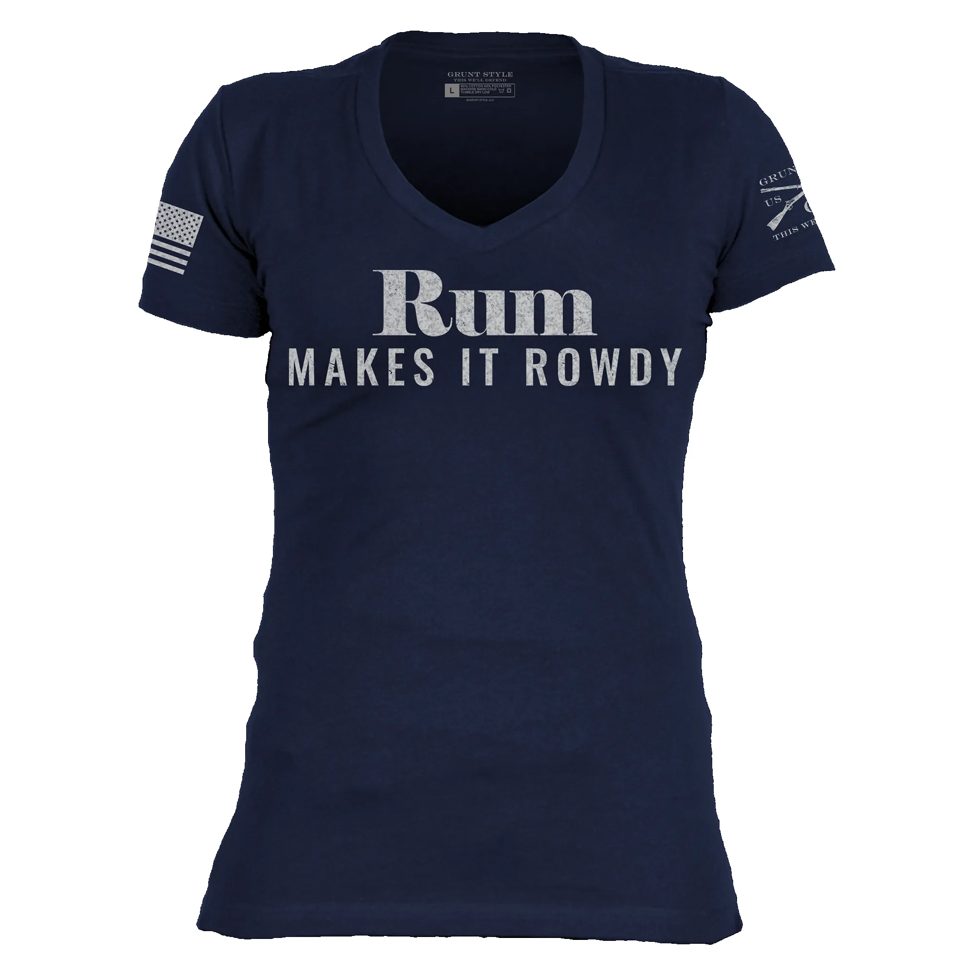Women's Rum Makes It Rowdy V-Neck - Midnight Navy sold by Grunt Style product image thumbnail 4