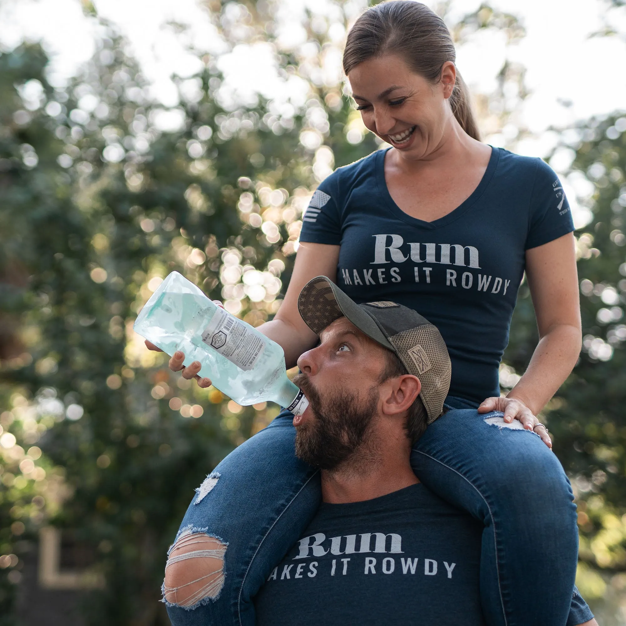 Women's Rum Makes It Rowdy V-Neck - Midnight Navy sold by Grunt Style product image thumbnail 3