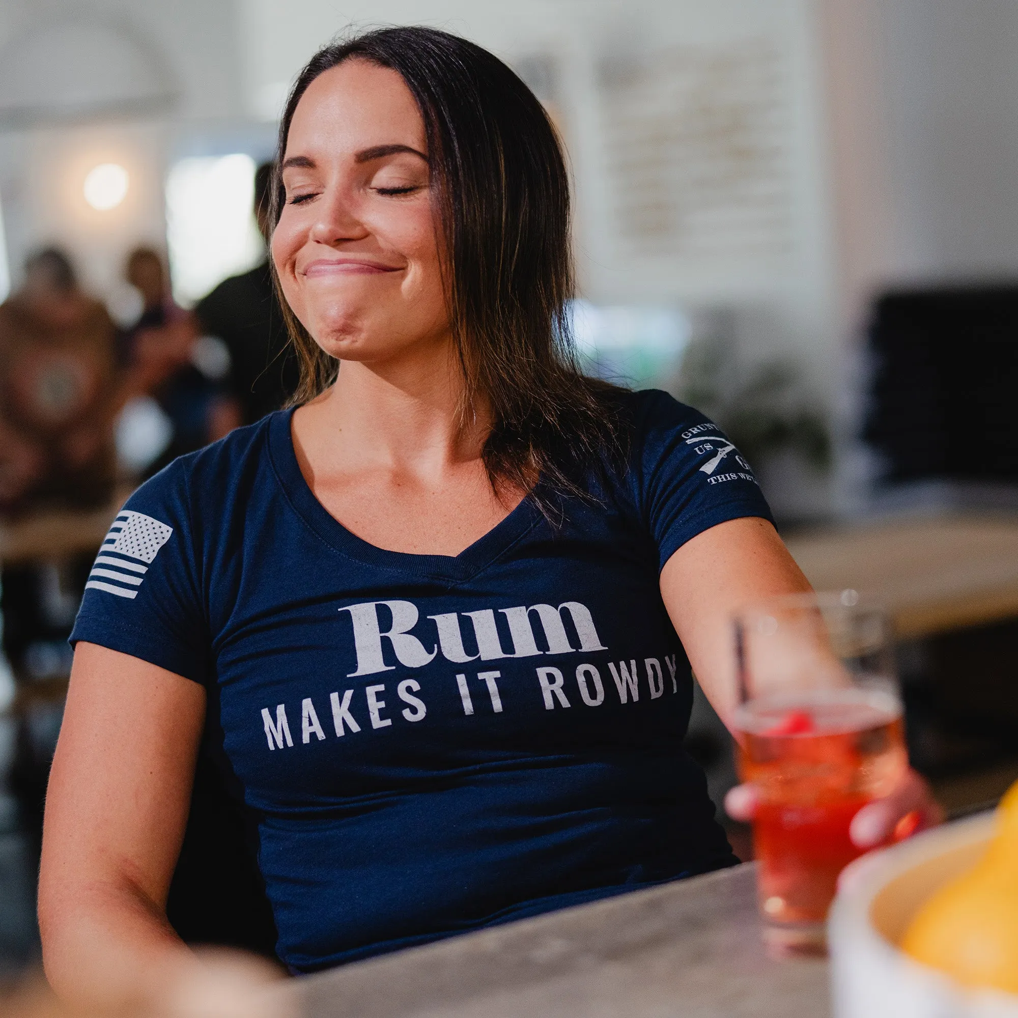 Women's Rum Makes It Rowdy V-Neck - Midnight Navy sold by Grunt Style product image thumbnail 2