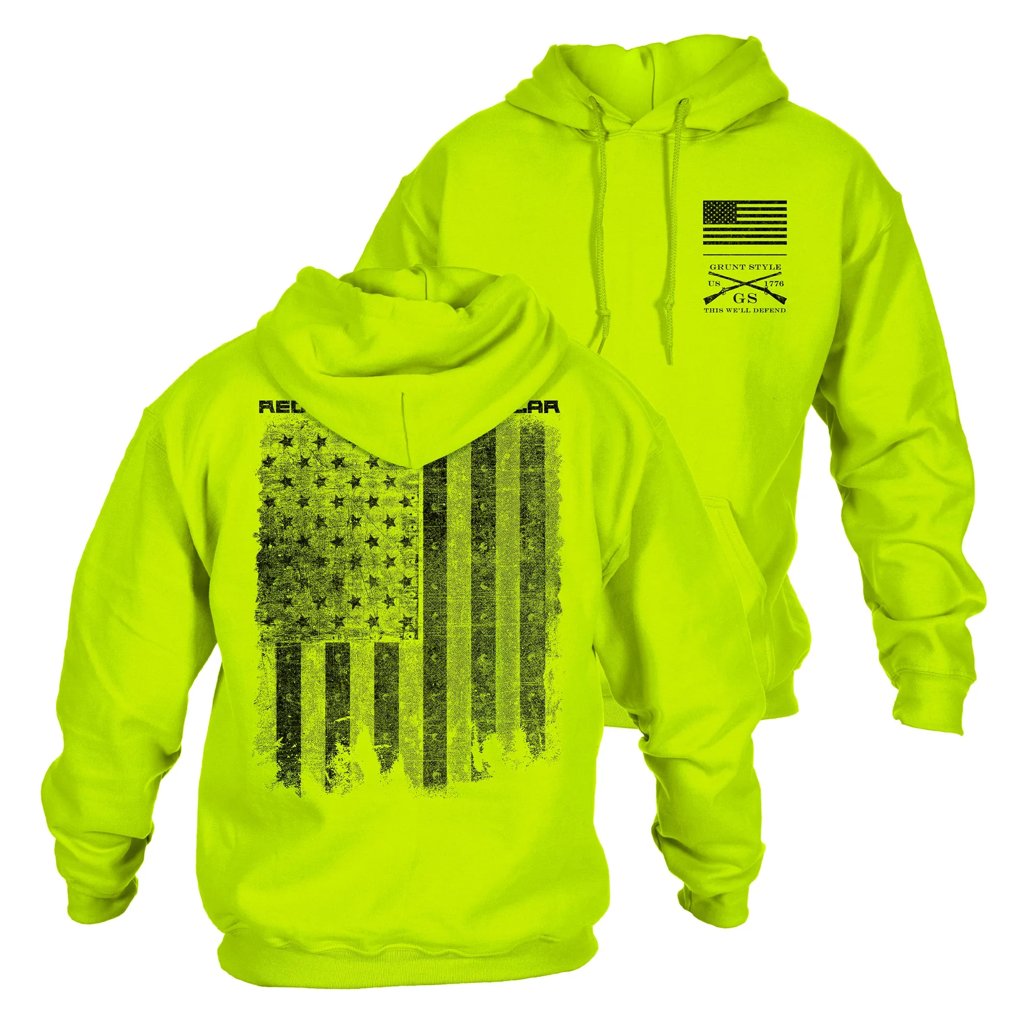 Red Blood Blue Collar® Hoodie - Safety Green sold by Grunt Style