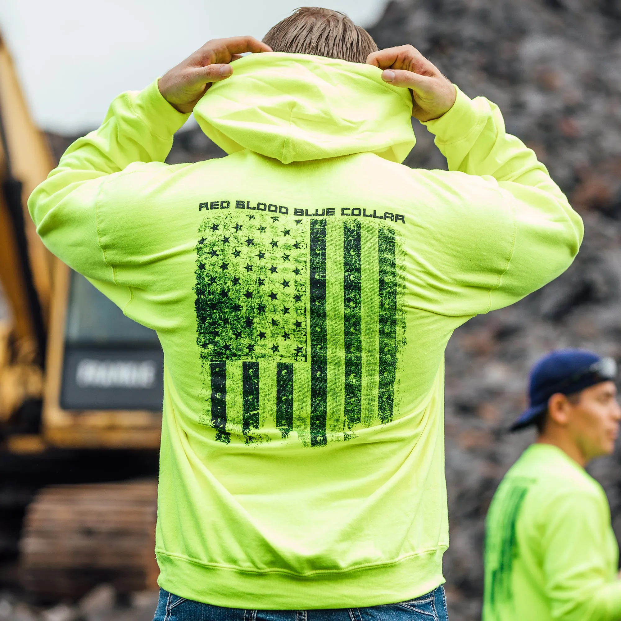 Red Blood Blue Collar® Hoodie - Safety Green sold by Grunt Style product image thumbnail 2