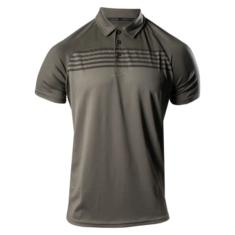 Men's Chest Stripe Polo - Dark Olive made by Grunt Style
