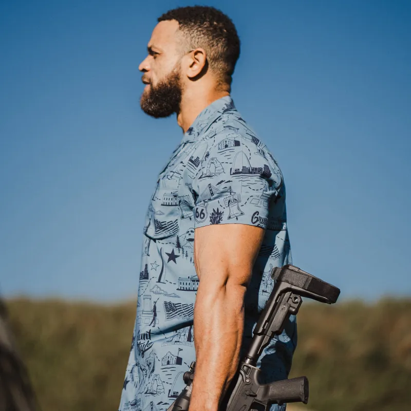 Men's Getaway Button Down - Road Trip sold by Grunt Style