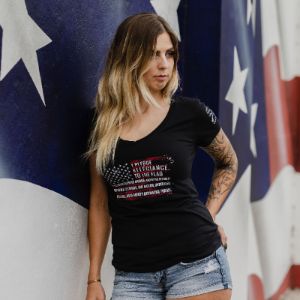 Women's Pledge V-Neck - Black sold by Grunt Style