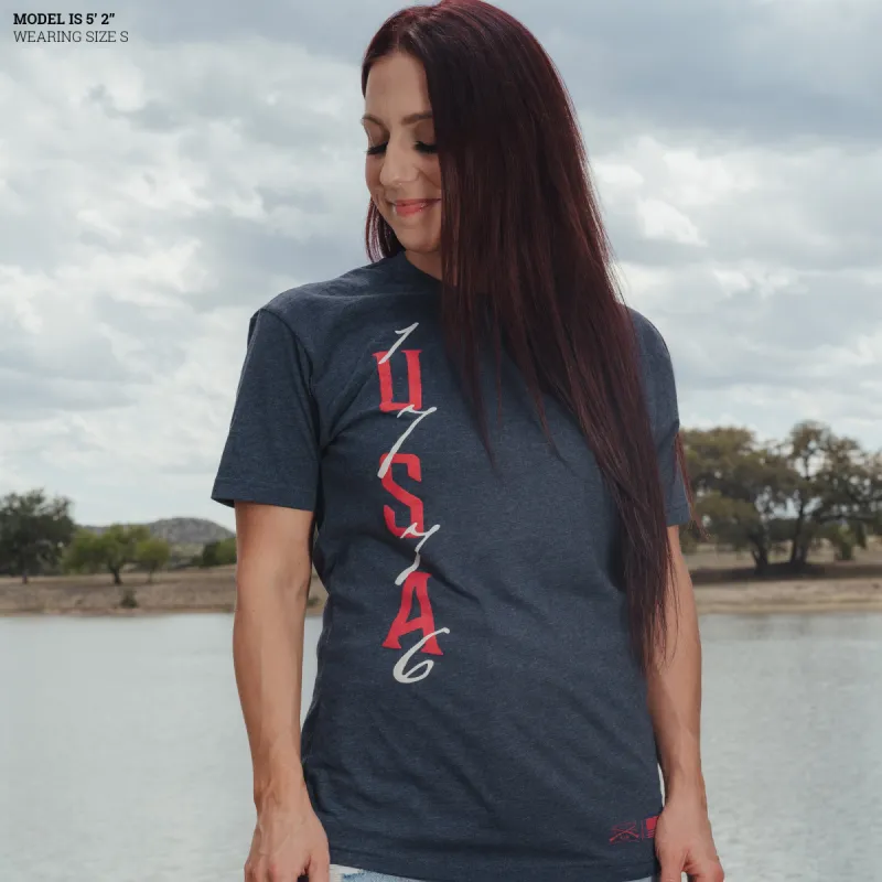 Women's USA 1776 Boyfriend Fit T-Shirt - Midnight Navy sold by Grunt Style
