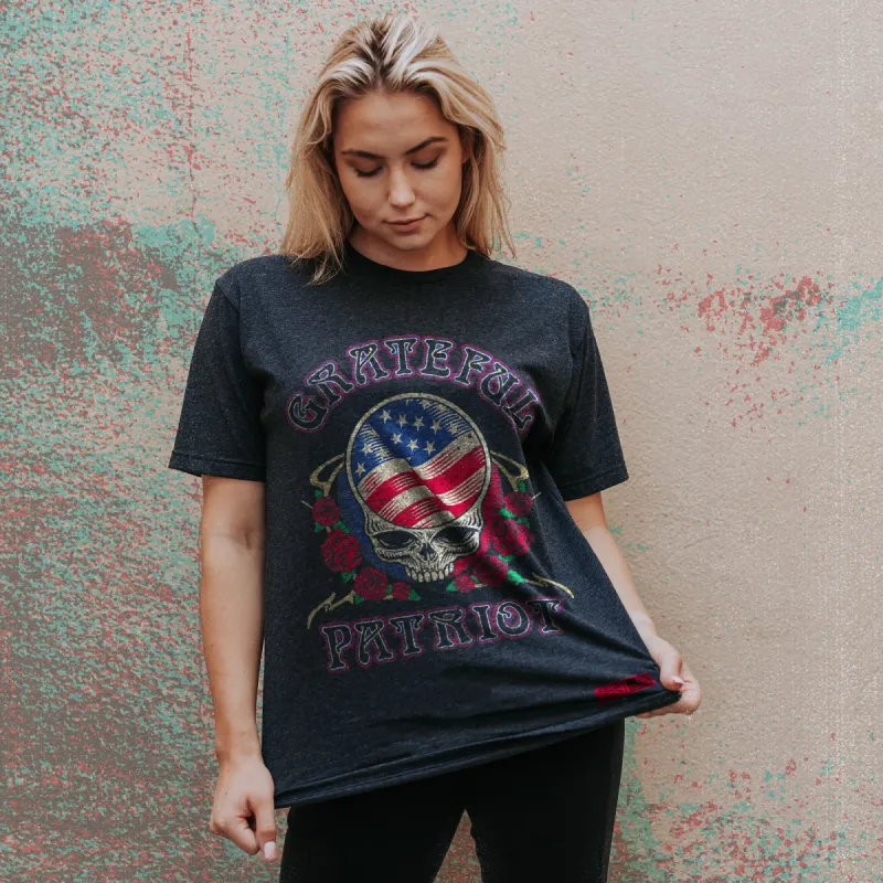 Women's Grateful Patriot Boyfriend Fit T-Shirt - Vintage Black sold by Grunt Style