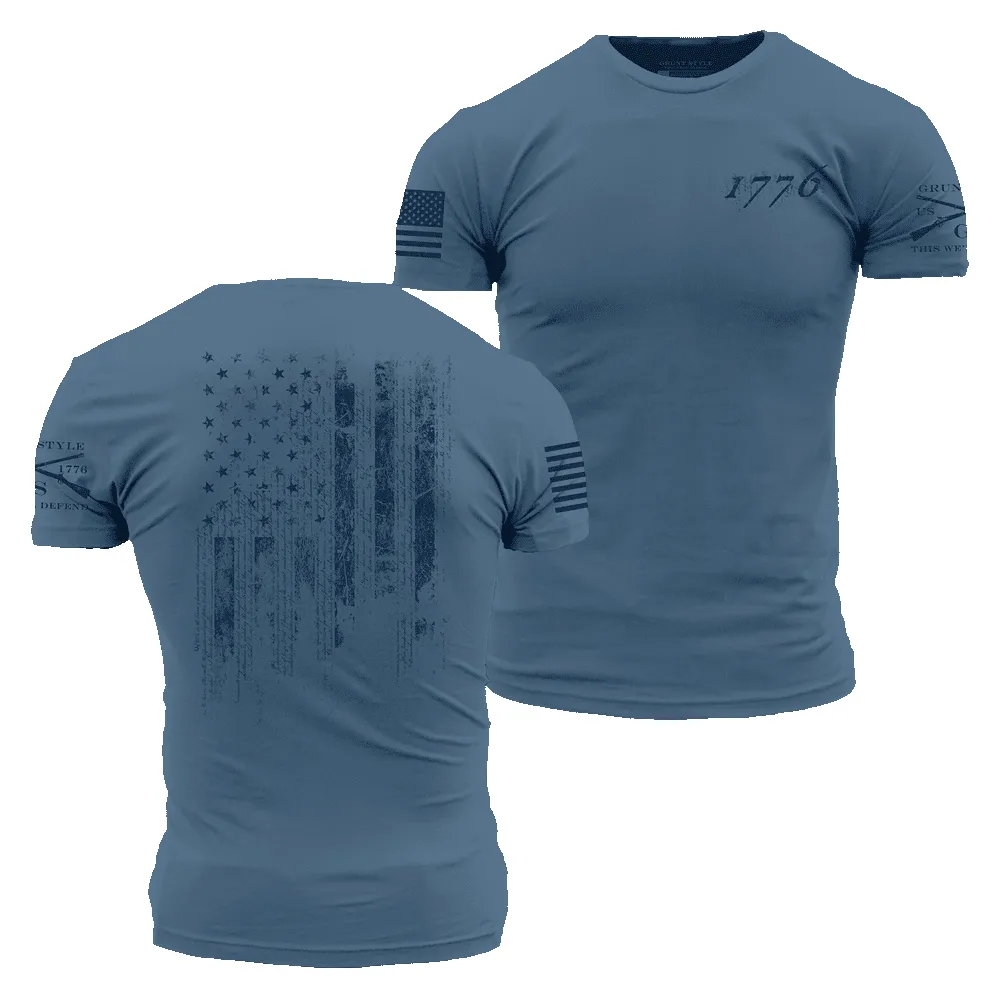 1776 Flag T-Shirt - Captain's Blue sold by Grunt Style