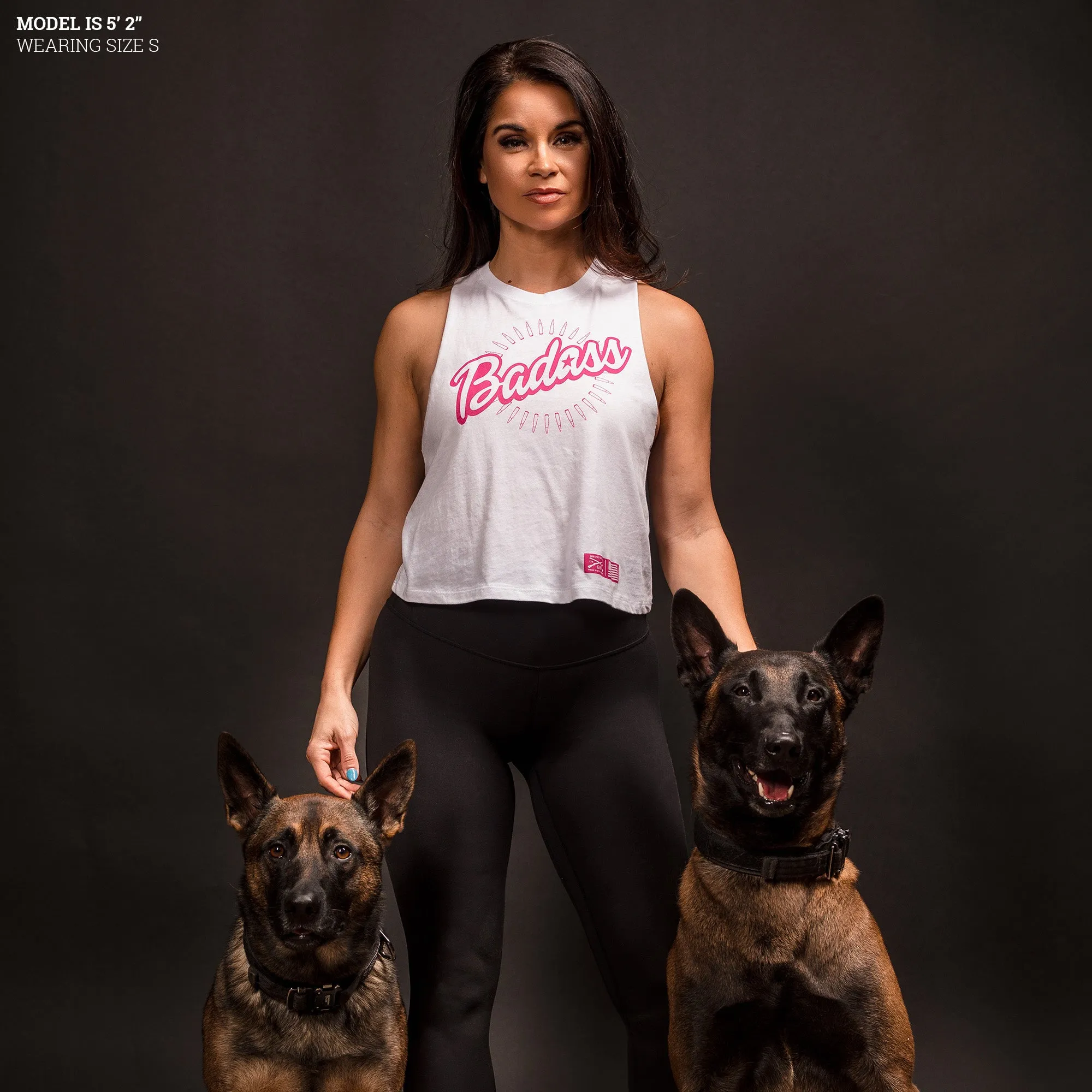 Women's Badass Racerback Cropped Tank - White sold by Grunt Style product image thumbnail 3