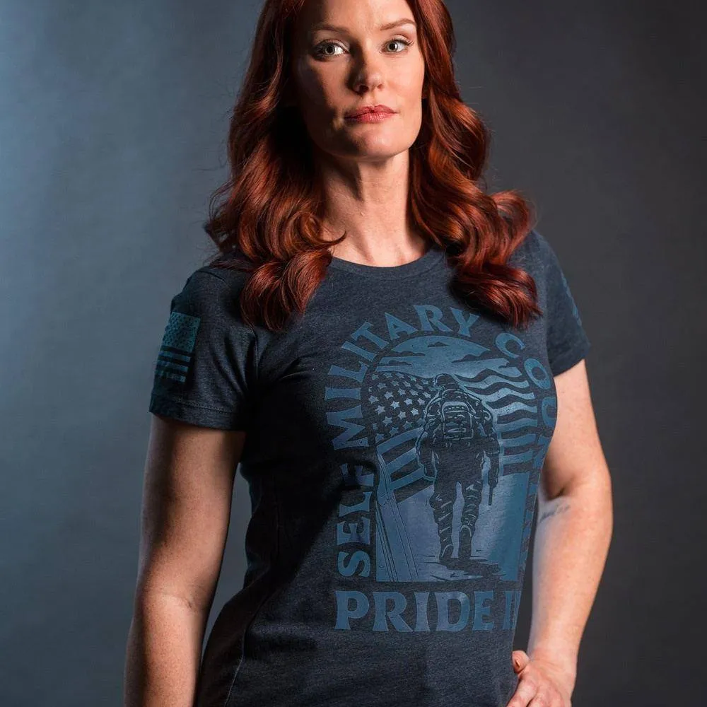 Women's Patriot March Slim Fit T-Shirt - Midnight Navy sold by Grunt Style