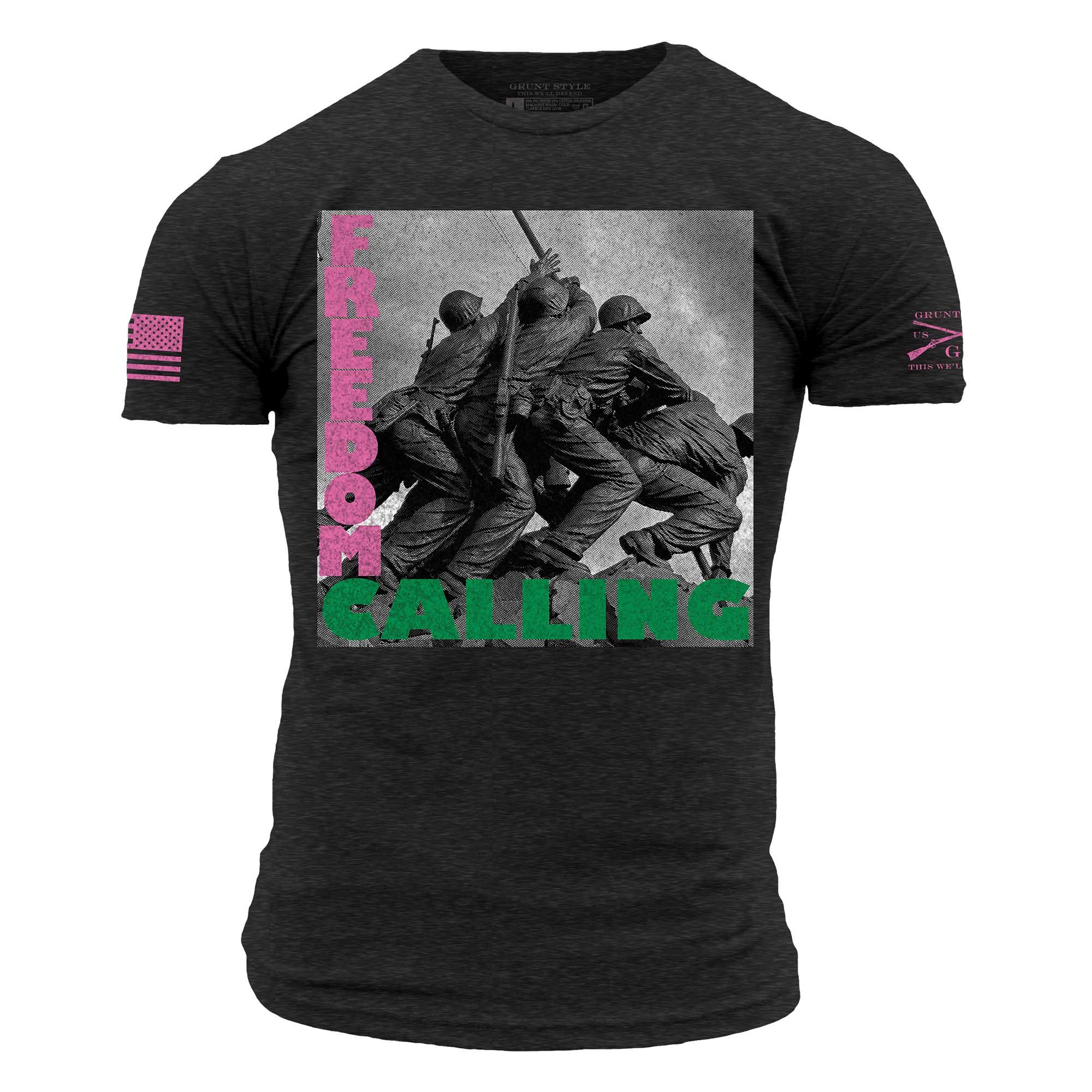 Men's Freedom Calling T-Shirt - Vintage Black sold by Grunt Style