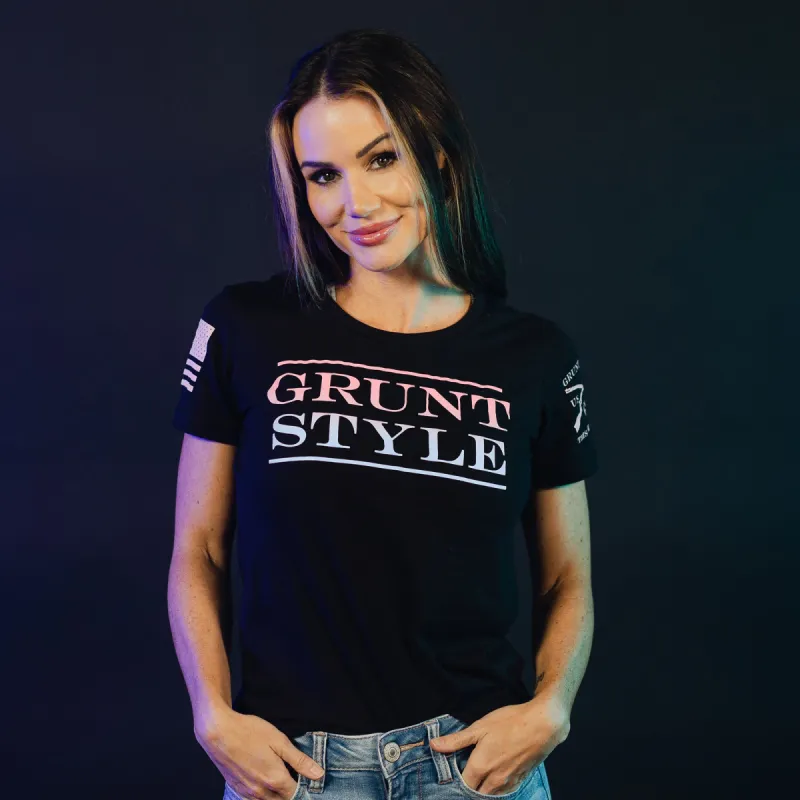 Women's Grunt Style Stacked Logo Ombre T-Shirt - Black sold by Grunt Style