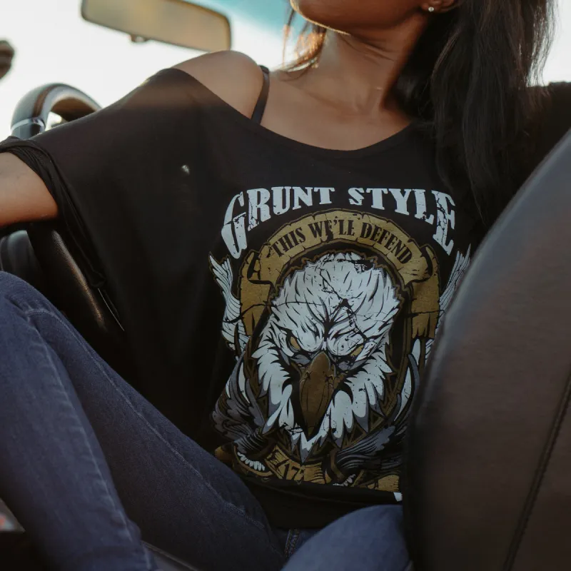 Women's Easy Rider Eagle Slouchy T-Shirt - Black sold by Grunt Style