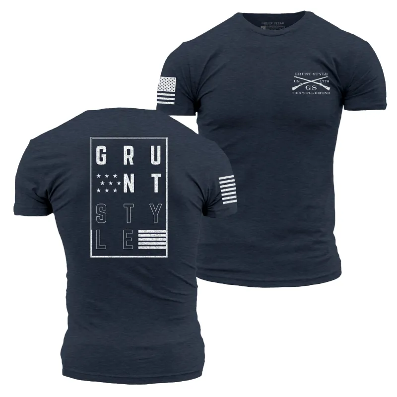 Stars and Stripes Logo T-Shirt - Navy sold by Grunt Style