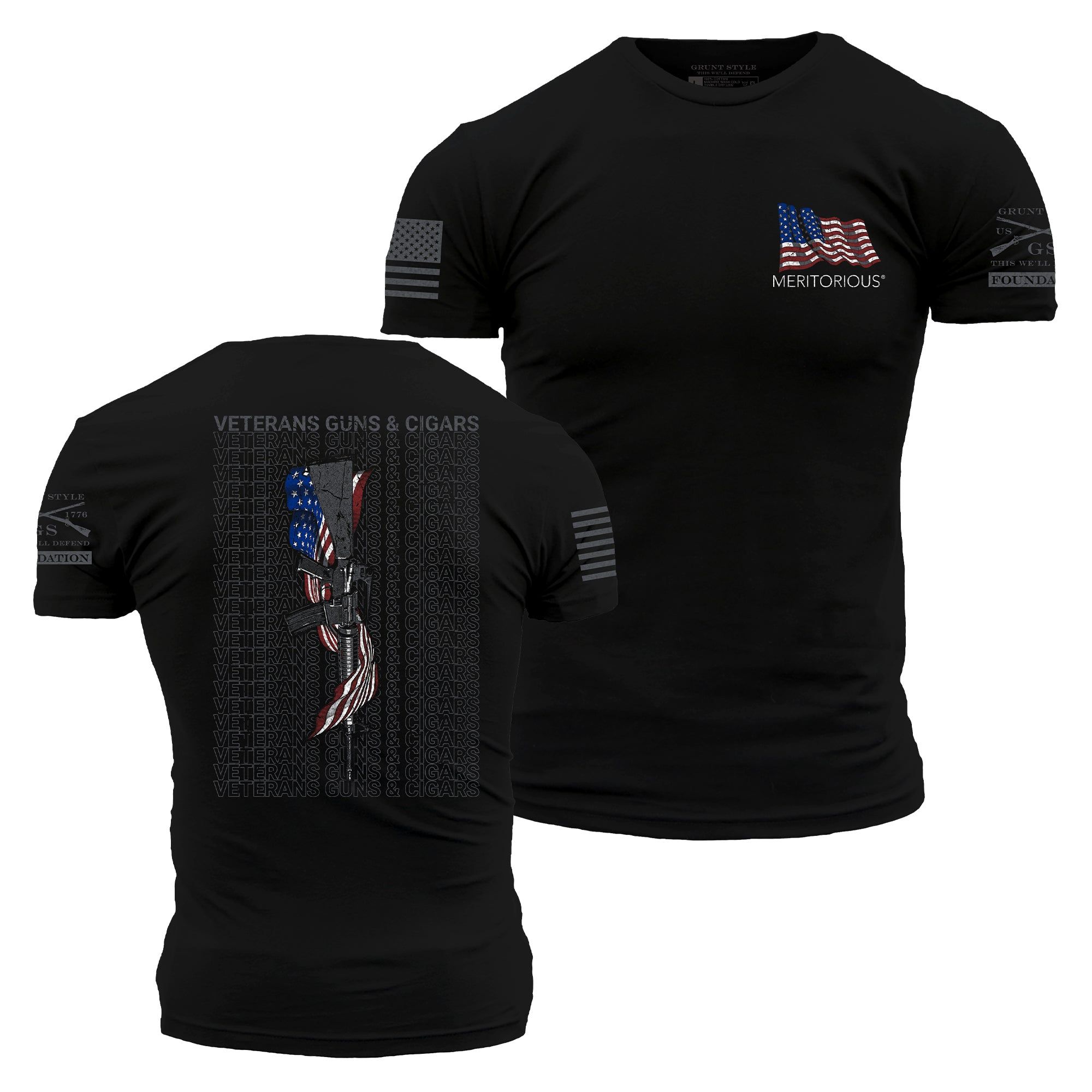Meritorious Veterans, Guns & Cigars Limited Edition TShirt sold by Grunt Style