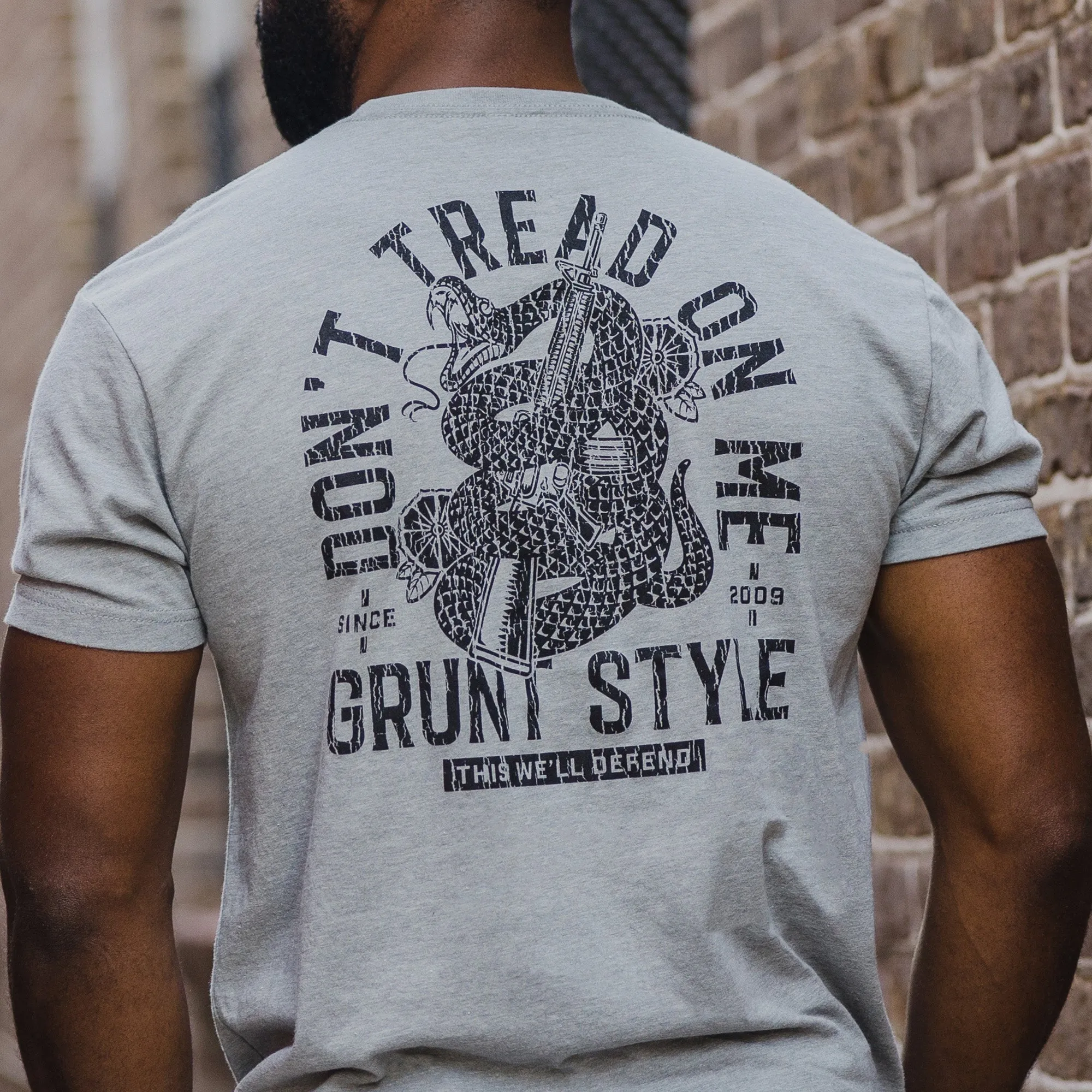 Don't Tread On Me 2A T-Shirt - Dark Heather Gray sold by Grunt Style