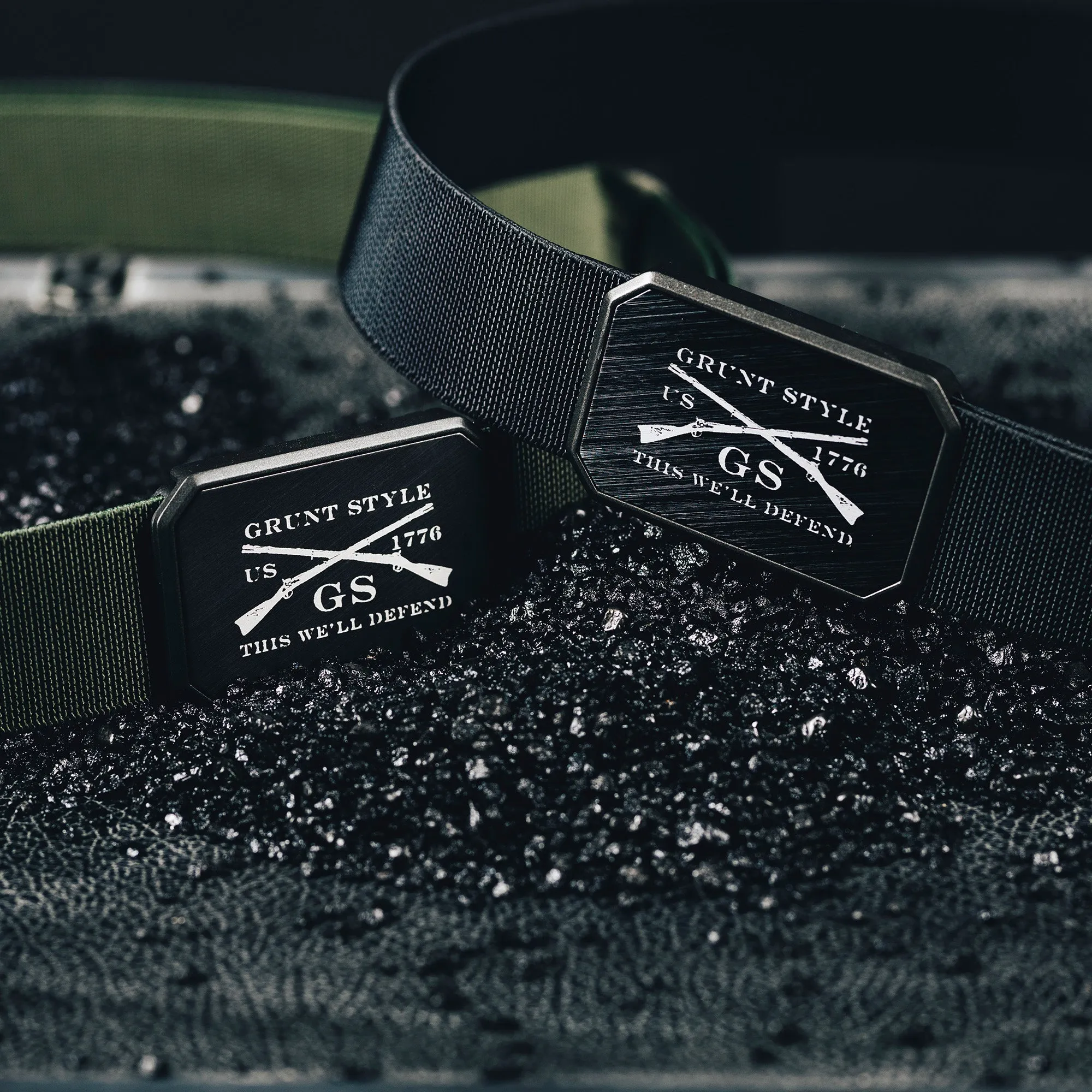 Grunt Style x Groove Life™ Belt - Gun Metal on Olive sold by Grunt Style