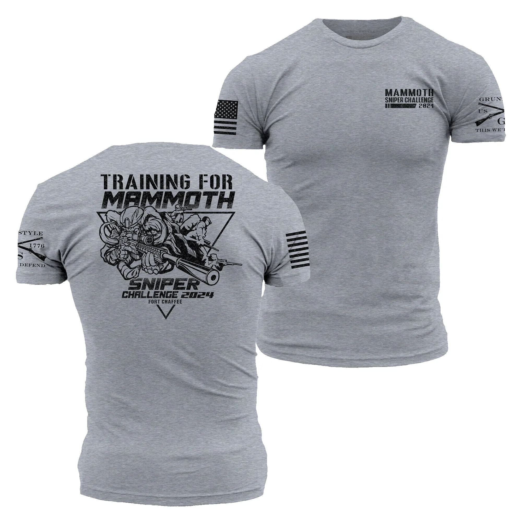 Mammoth Sniper Training Fort Chaffee T-Shirt - Dark Heather Gray sold by Grunt Style