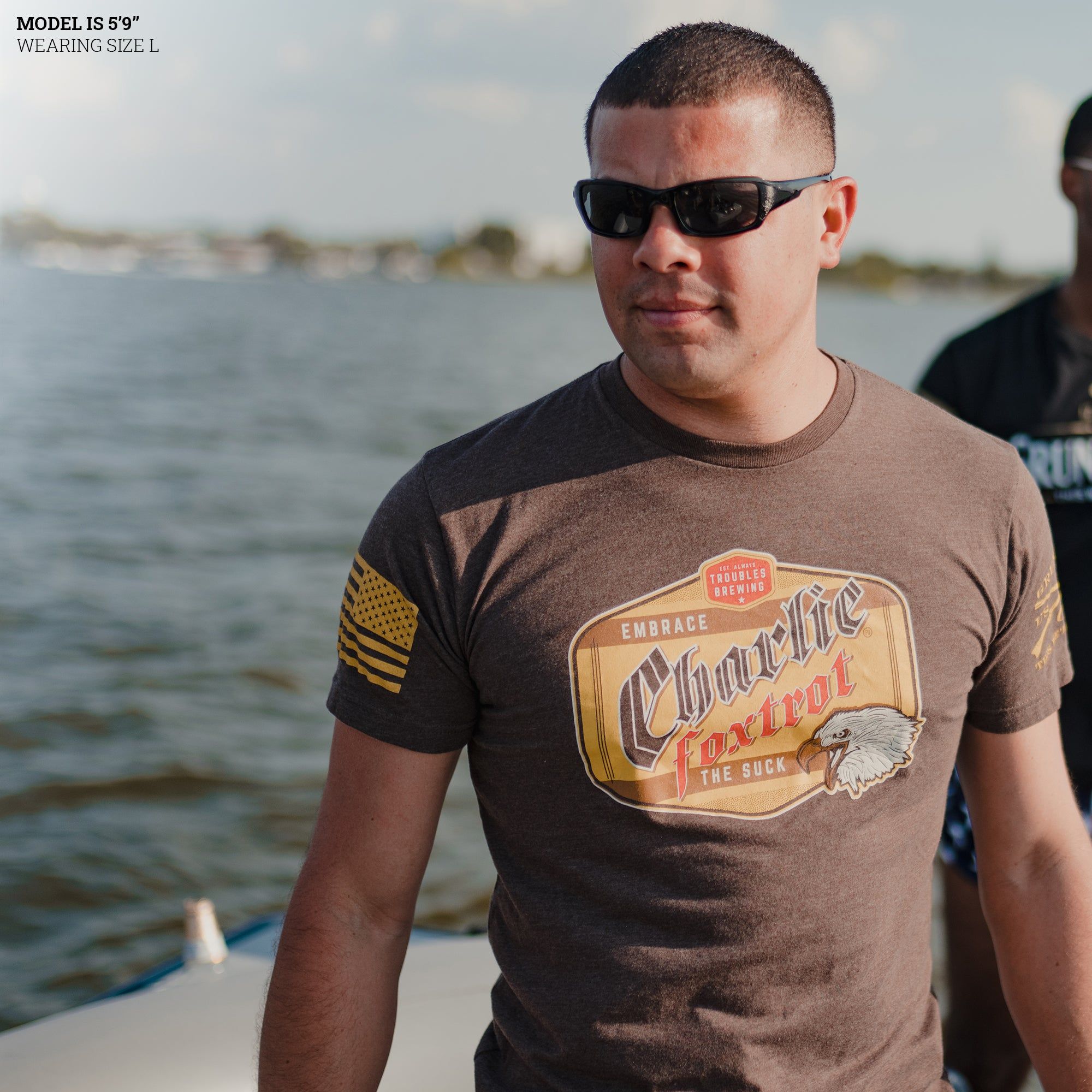 Charlie Foxtrot Brewing T-Shirt - Heather Brown sold by Grunt Style product image thumbnail 3