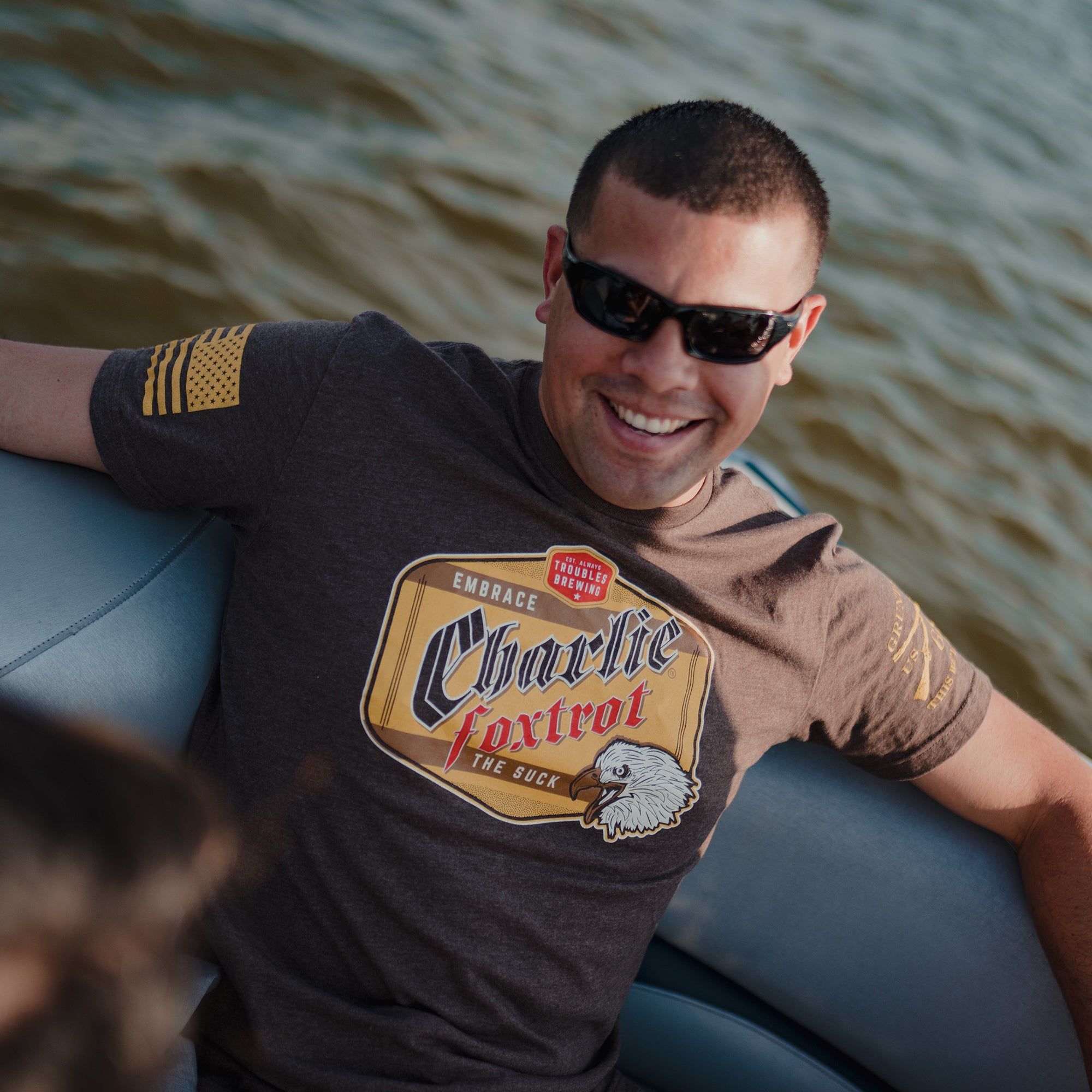Charlie Foxtrot Brewing T-Shirt - Heather Brown sold by Grunt Style product image thumbnail 2