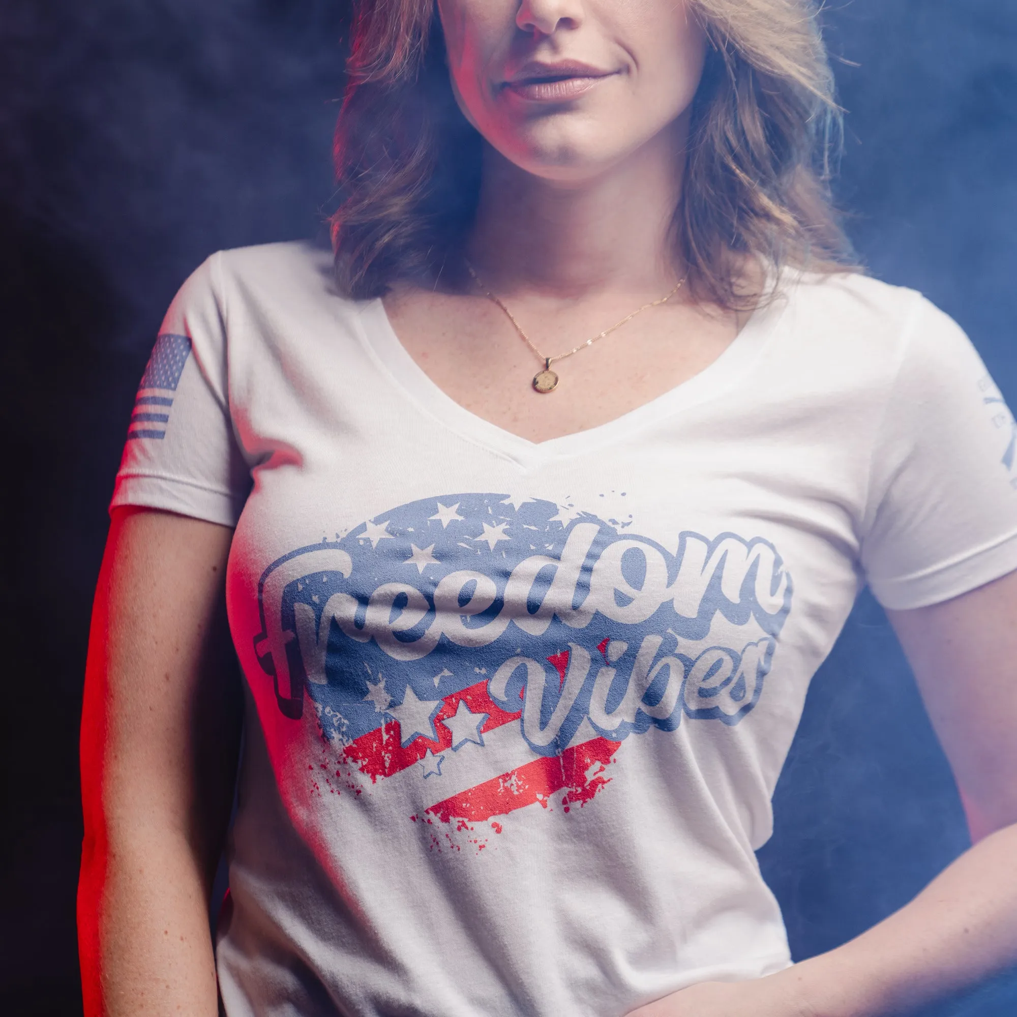 Women's Freedom Vibes V-Neck - White sold by Grunt Style product image thumbnail 4