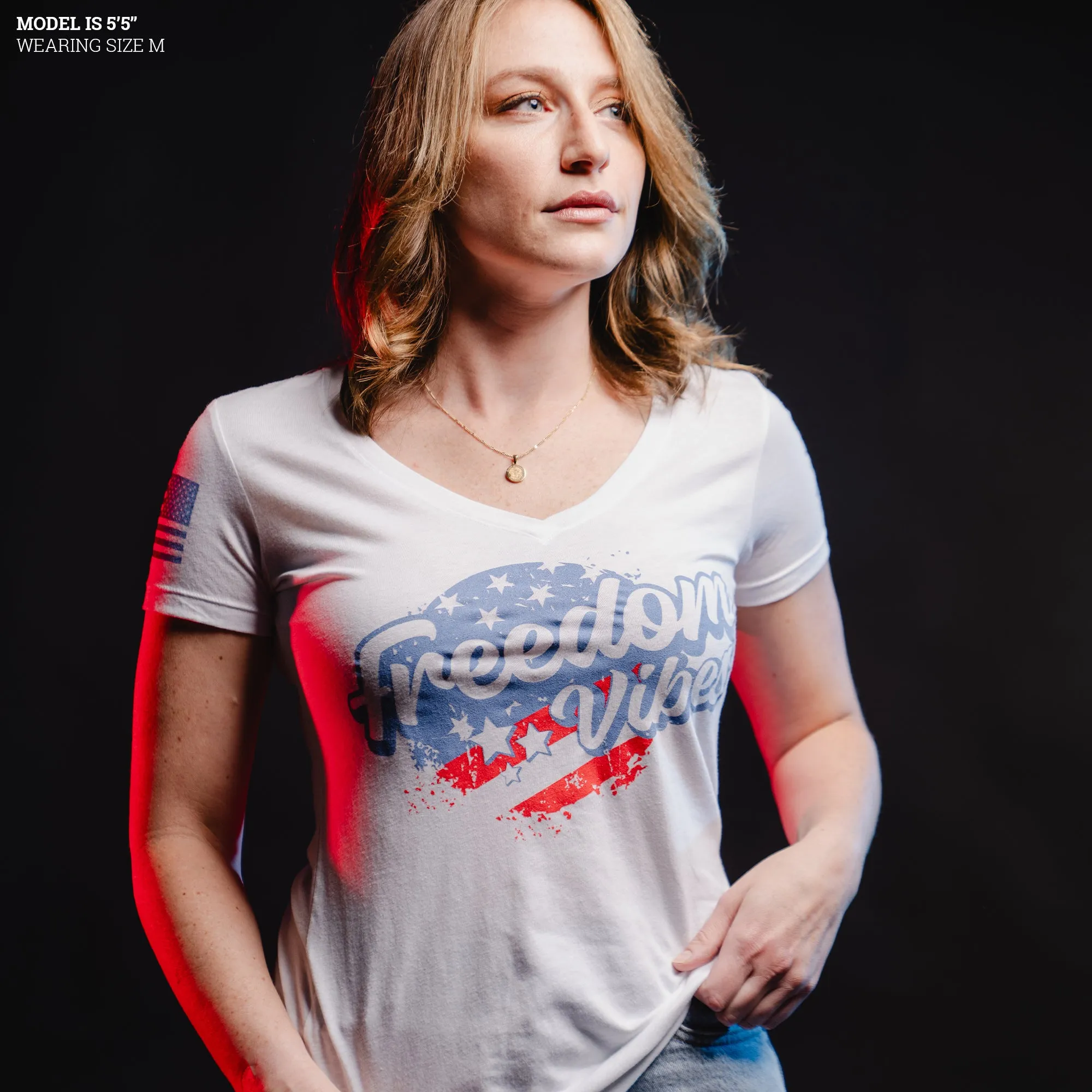 Women's Freedom Vibes V-Neck - White sold by Grunt Style product image thumbnail 2