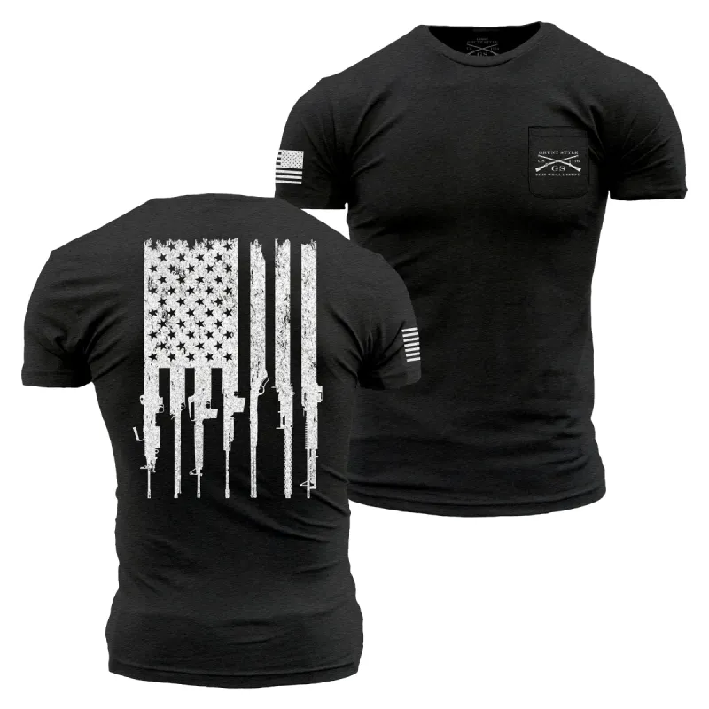 Rifle Flag Pocket T-Shirt - Black Heather sold by Grunt Style