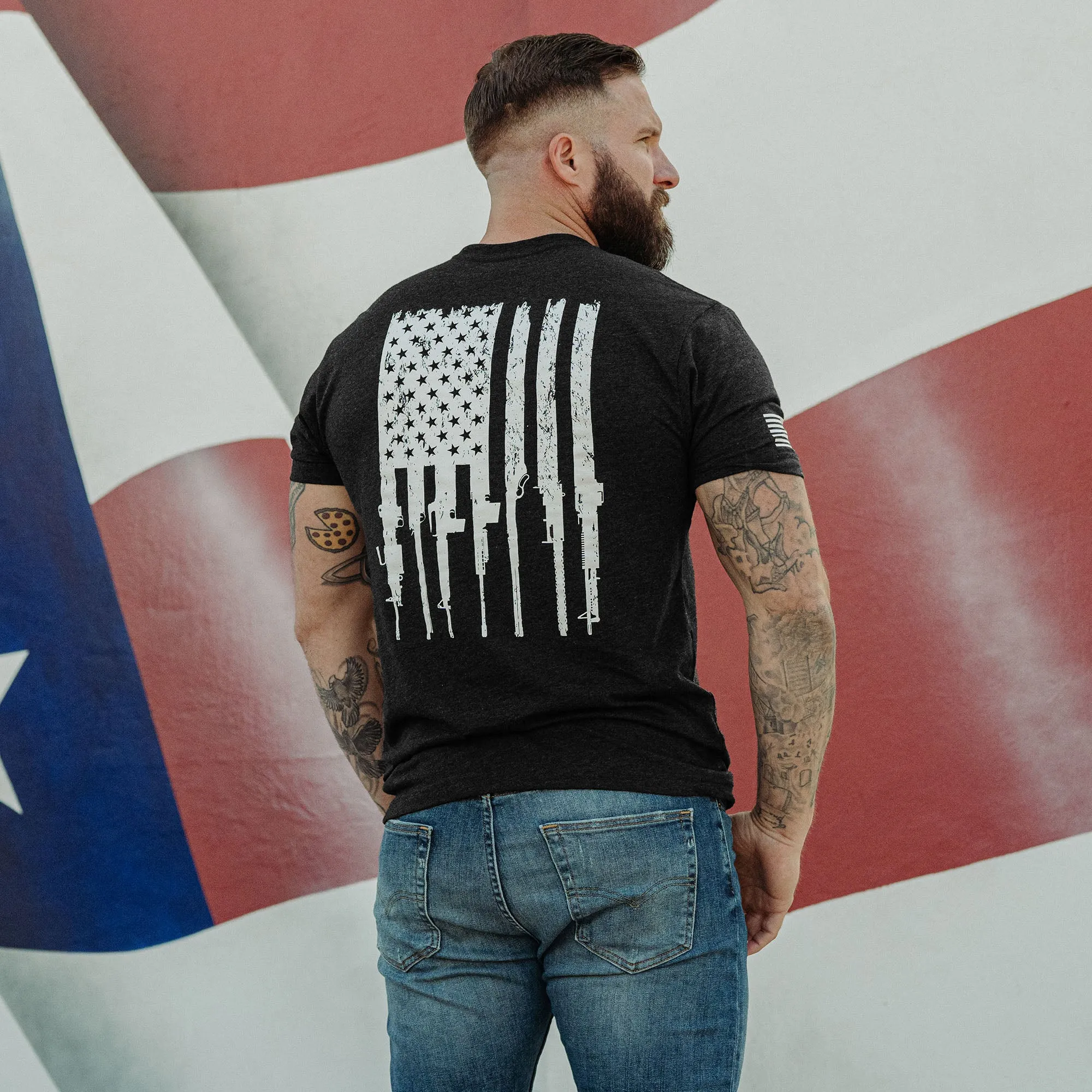 Rifle Flag Pocket T-Shirt - Black Heather sold by Grunt Style product image thumbnail 2