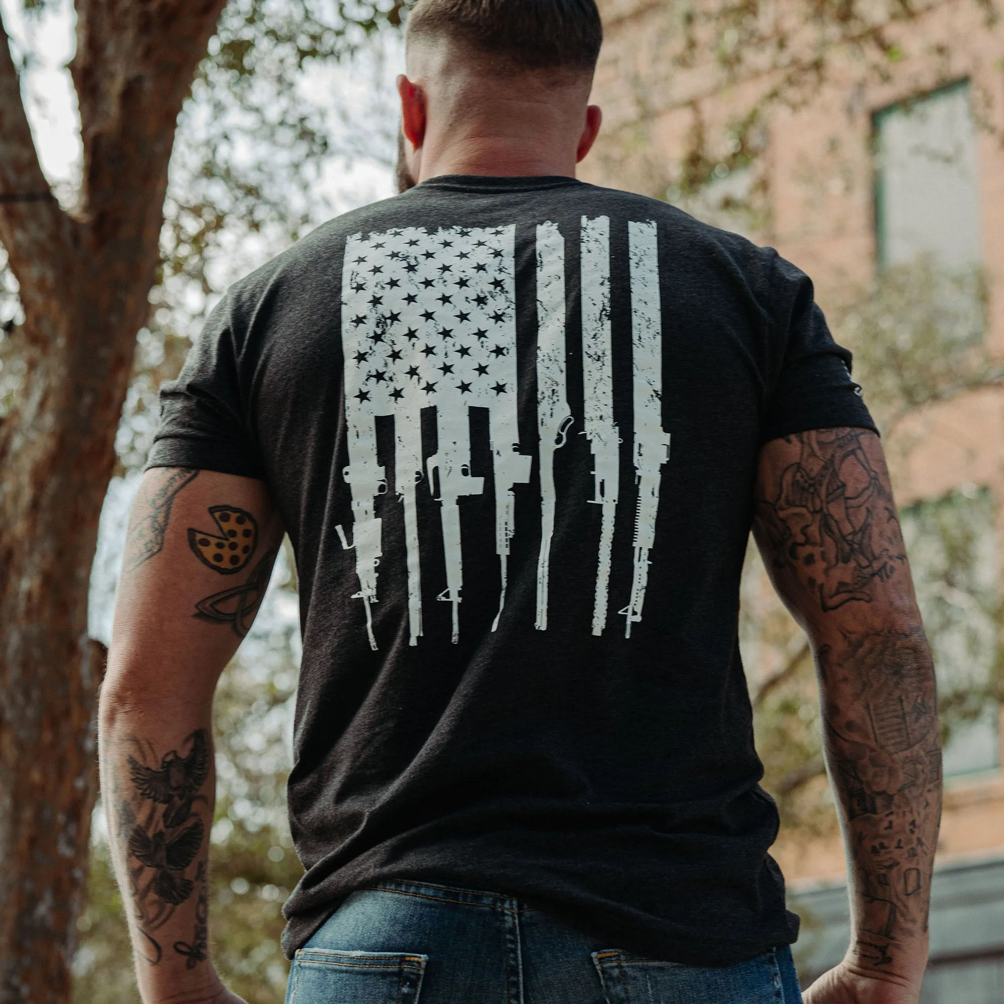 Rifle Flag Pocket T-Shirt - Black Heather sold by Grunt Style product image thumbnail 3