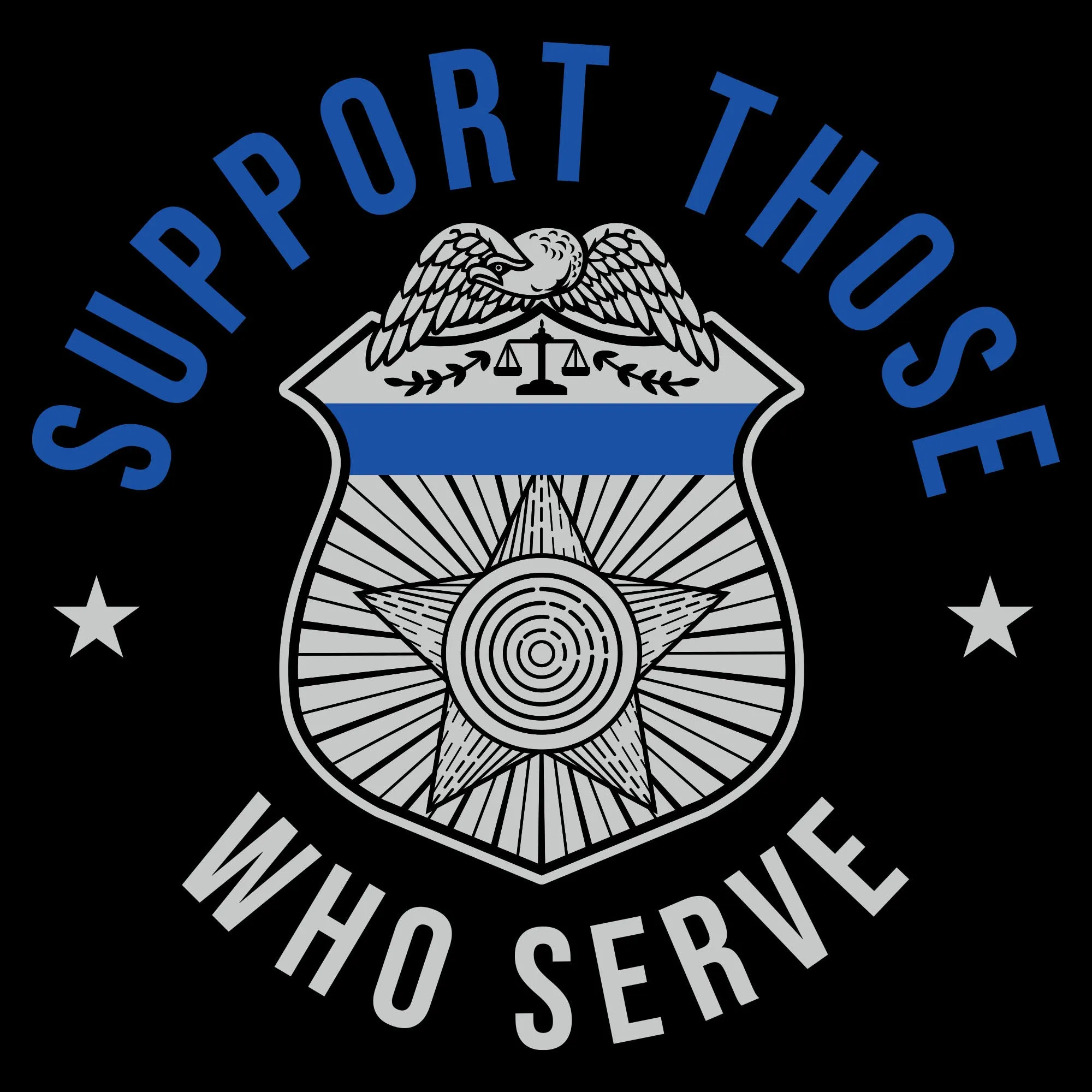 Women's Blue Line Support Those Who Serve V-Neck T-Shirt - Black sold by Grunt Style product image thumbnail 4