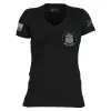 Women's Blue Line Support Those Who Serve V-Neck T-Shirt - Black sold by Grunt Style