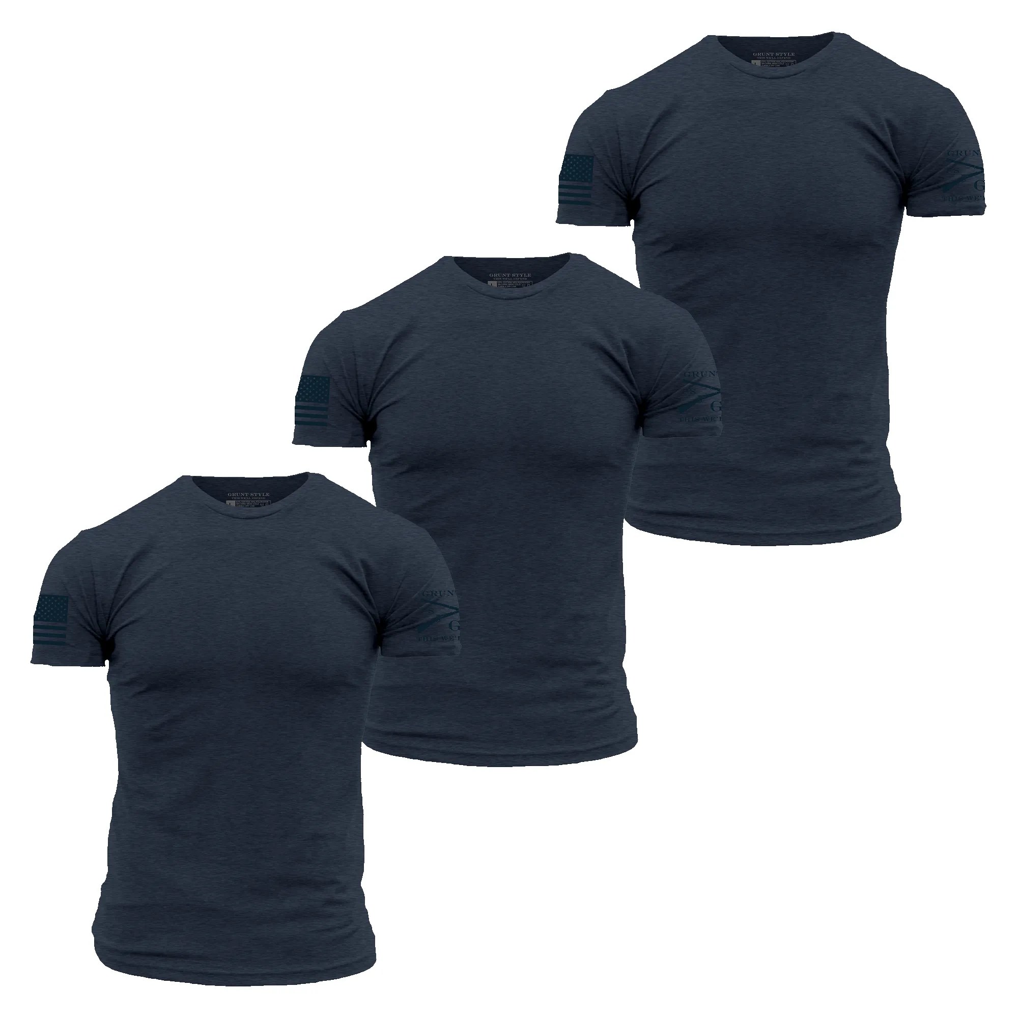 Basic T-Shirts - Navy - 3 Pack sold by Grunt Style