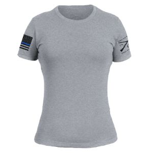 Women's Blue Line Flag T-Shirt - Dark Heather Gray sold by Grunt Style