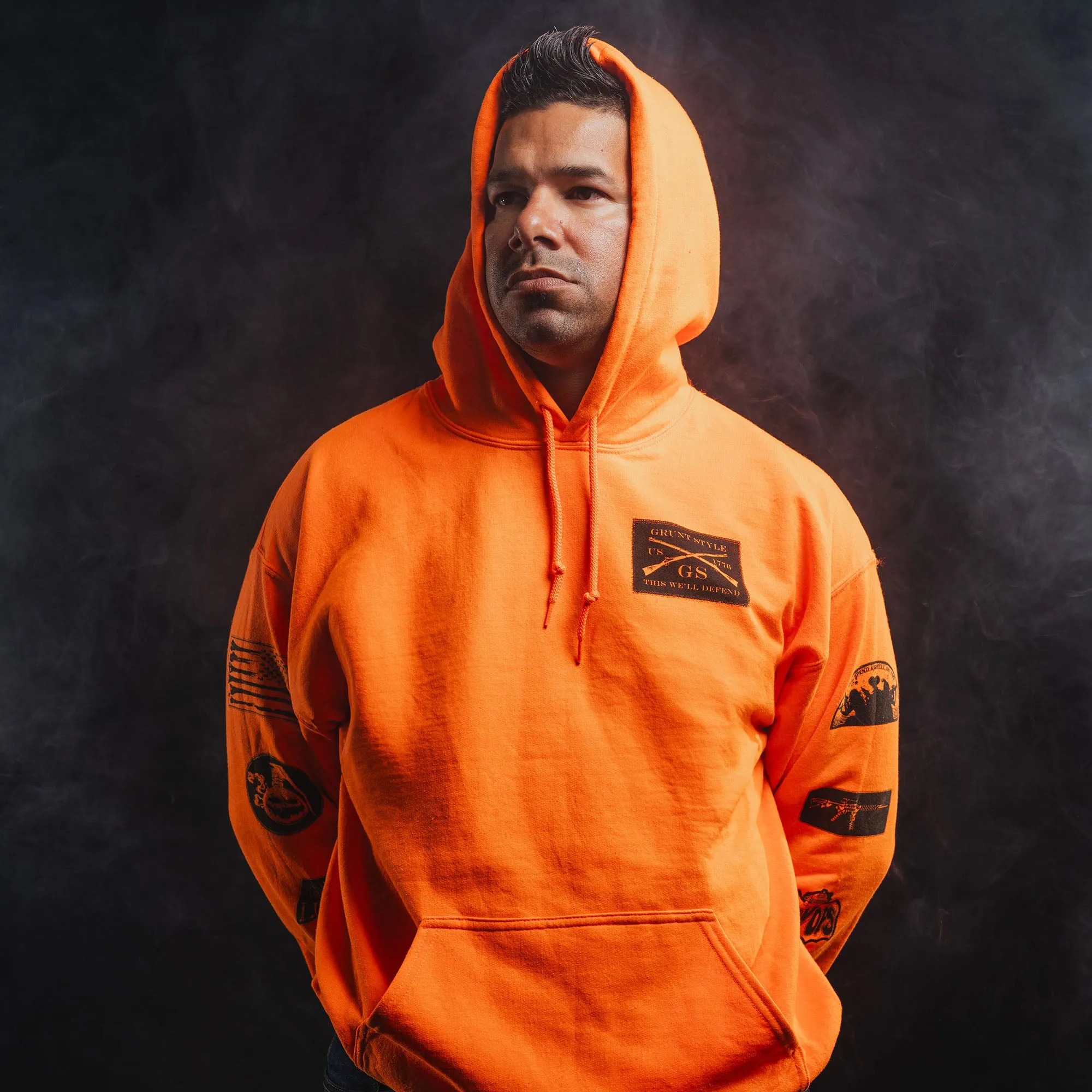 Halloween Patch Hoodie - Safety Orange sold by Grunt Style product image thumbnail 5