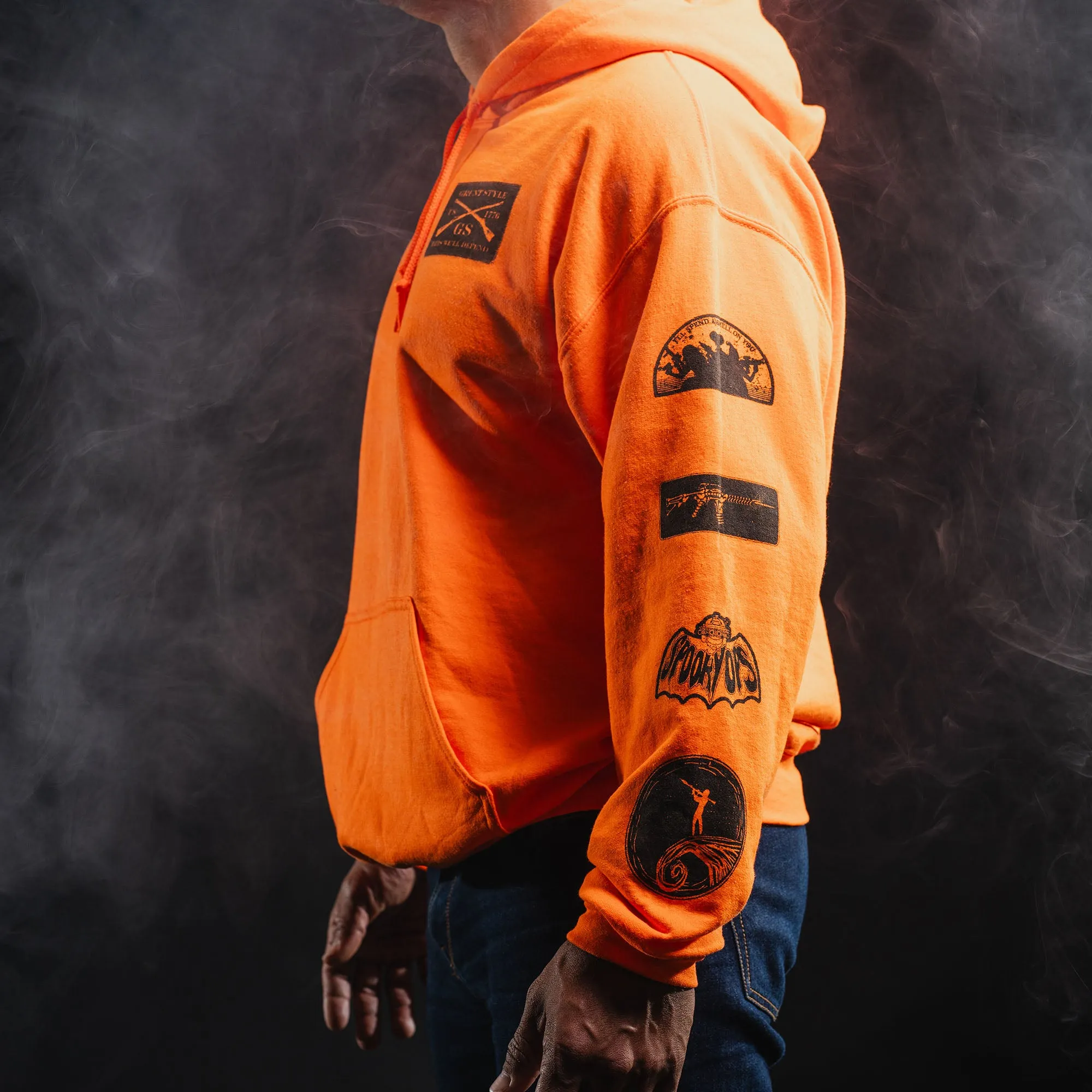 Halloween Patch Hoodie - Safety Orange sold by Grunt Style product image thumbnail 3