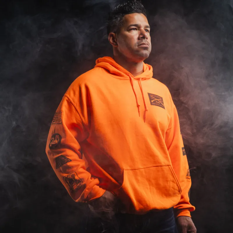 Halloween Patch Hoodie - Safety Orange sold by Grunt Style