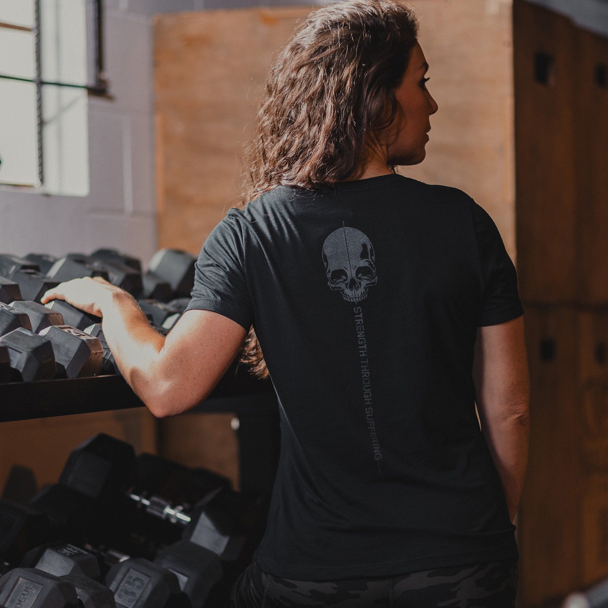 Women's Strength Through Suffering Relaxed V-Neck - Black sold by Grunt Style product image thumbnail 4