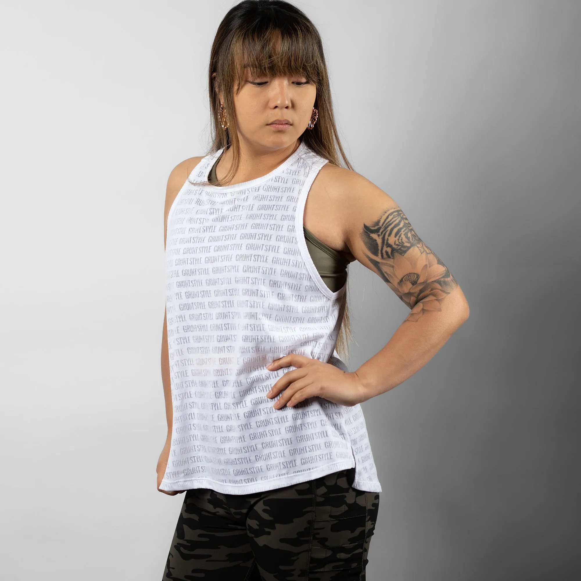 Women's Burn Out Tank - White sold by Grunt Style