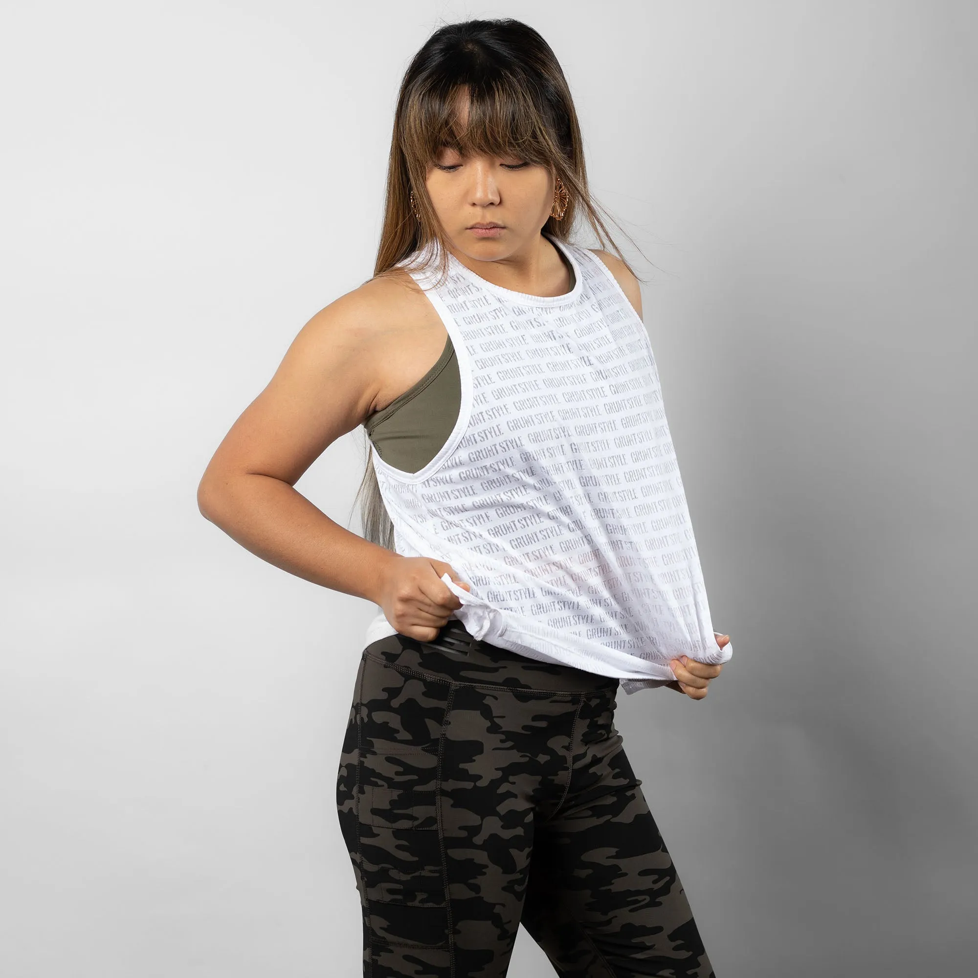 Women's Burn Out Tank - White sold by Grunt Style product image thumbnail 2