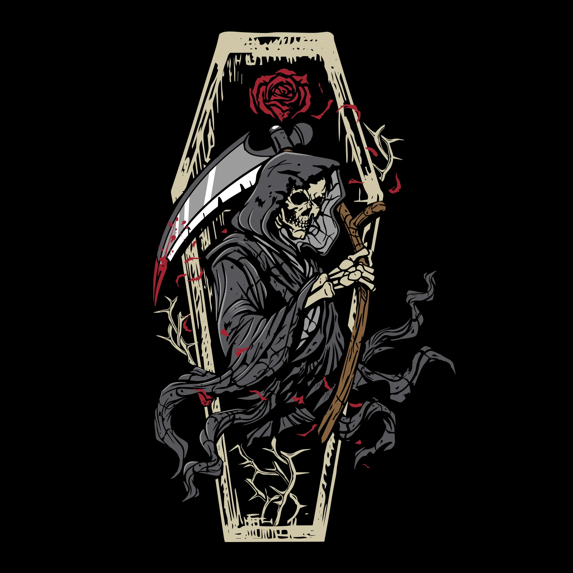 Women's Grim Reaper V-Neck - Black sold by Grunt Style product image thumbnail 2