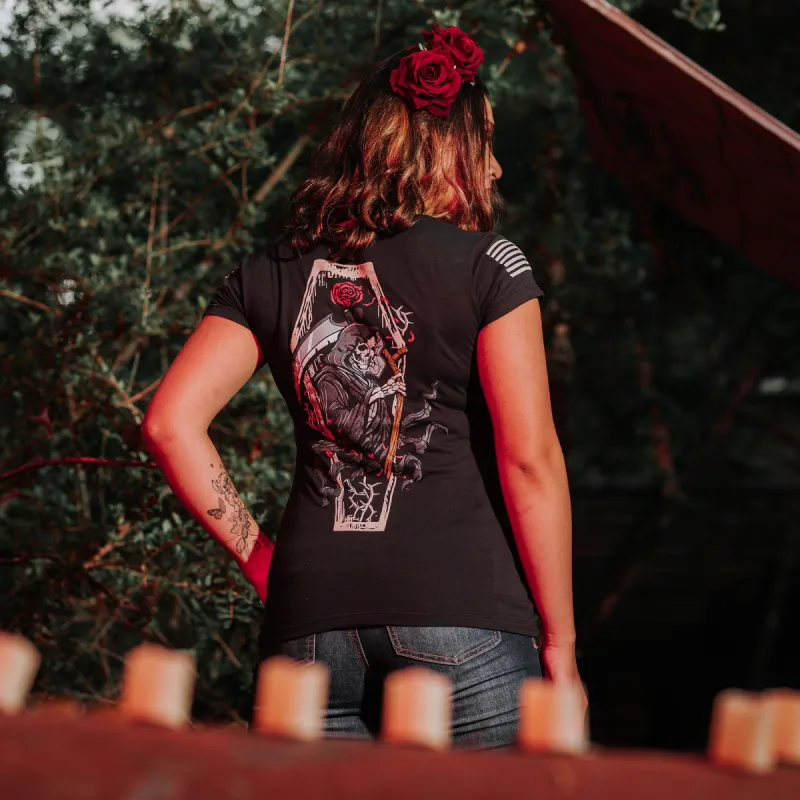Women's Grim Reaper V-Neck - Black sold by Grunt Style